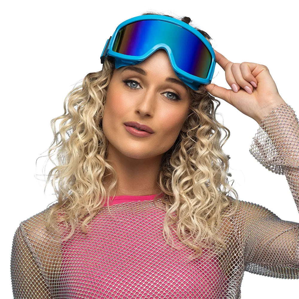 Party Skibrille neonblau UV Neon Festival Brille mit Spiegelgläsern 3