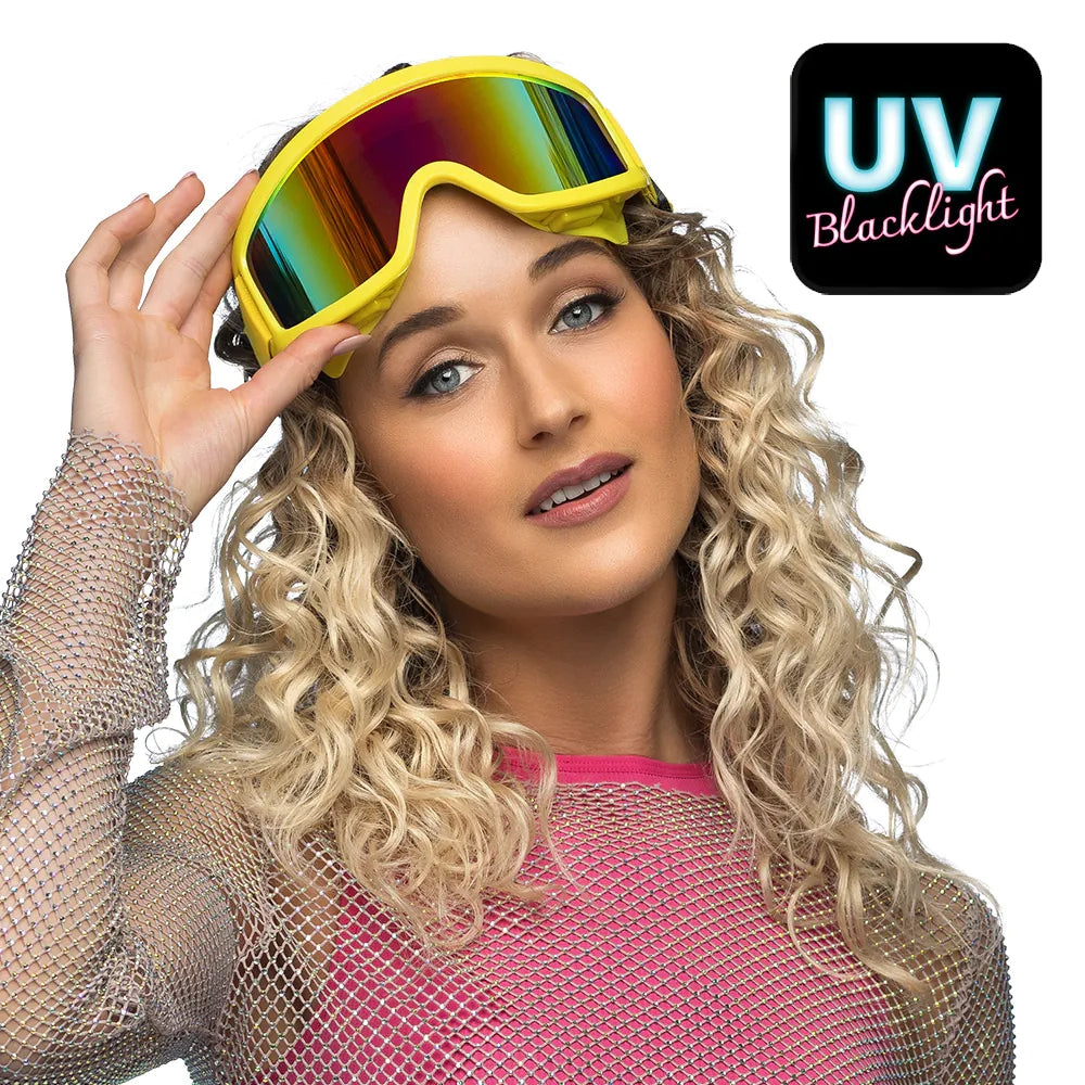 Party Skibrille neongelb UV Neon Festival Brille mit Spiegelgläsern 1