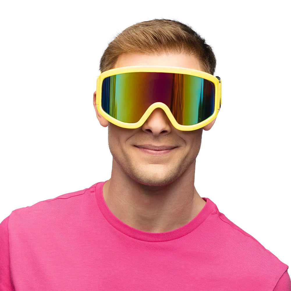 Party Skibrille neongelb UV Neon Festival Brille mit Spiegelgläsern 3