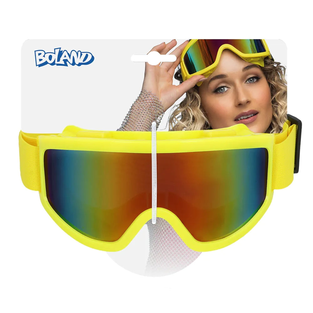 Party Skibrille neongelb UV Neon Festival Brille mit Spiegelgläsern 6
