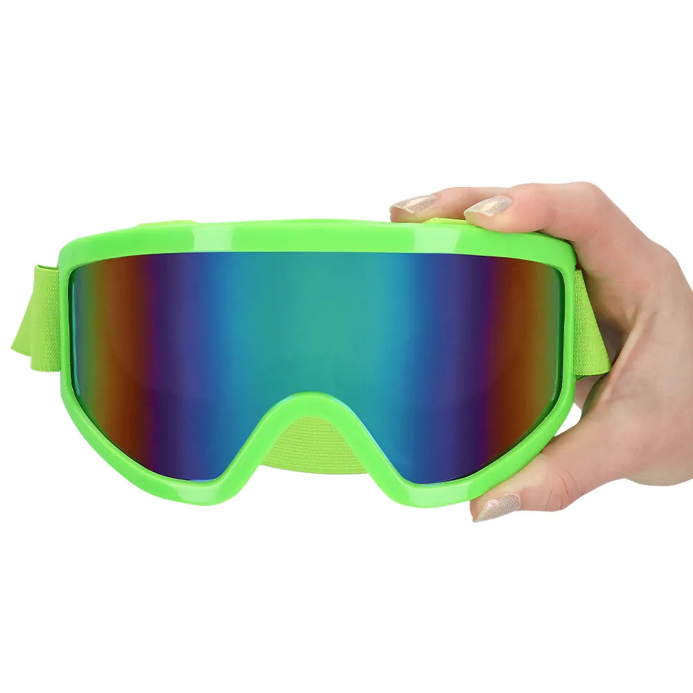 Party Skibrille neongrün UV Neon Festival Brille mit Spiegelgläsern 4
