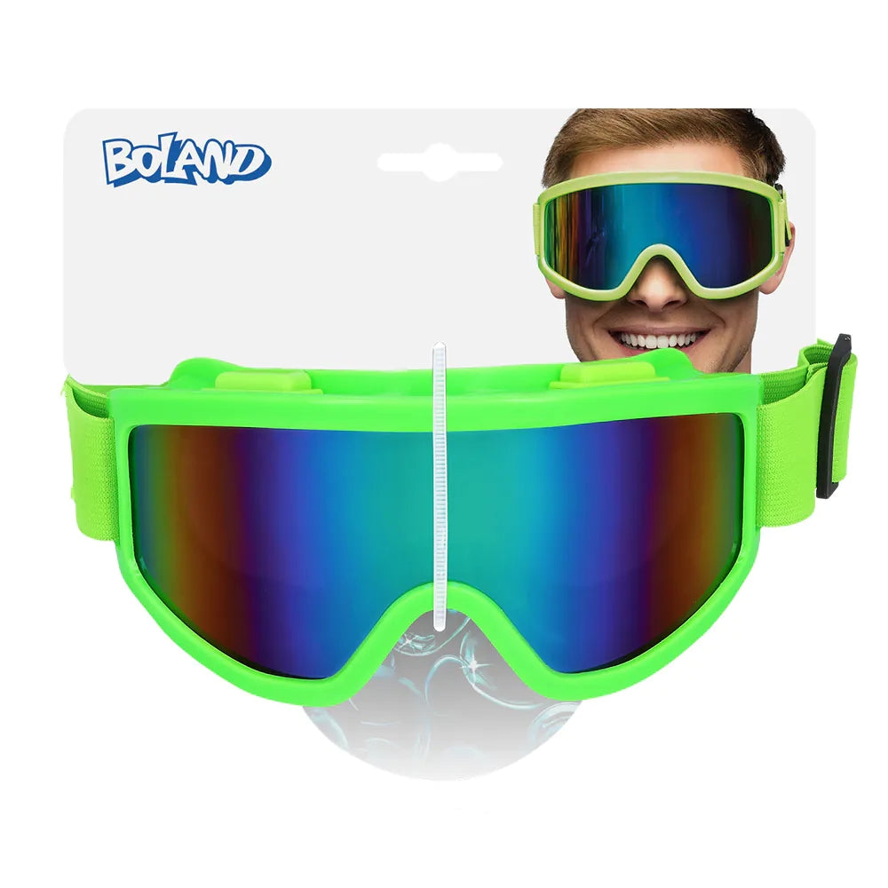 Party Skibrille neongrün UV Neon Festival Brille mit Spiegelgläsern 7