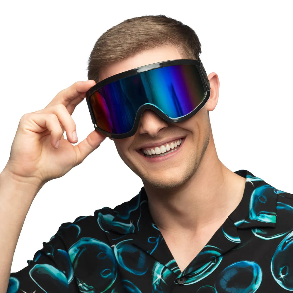 Party Skibrille schwarz Festivalbrille mit Spiegelgläsern 1