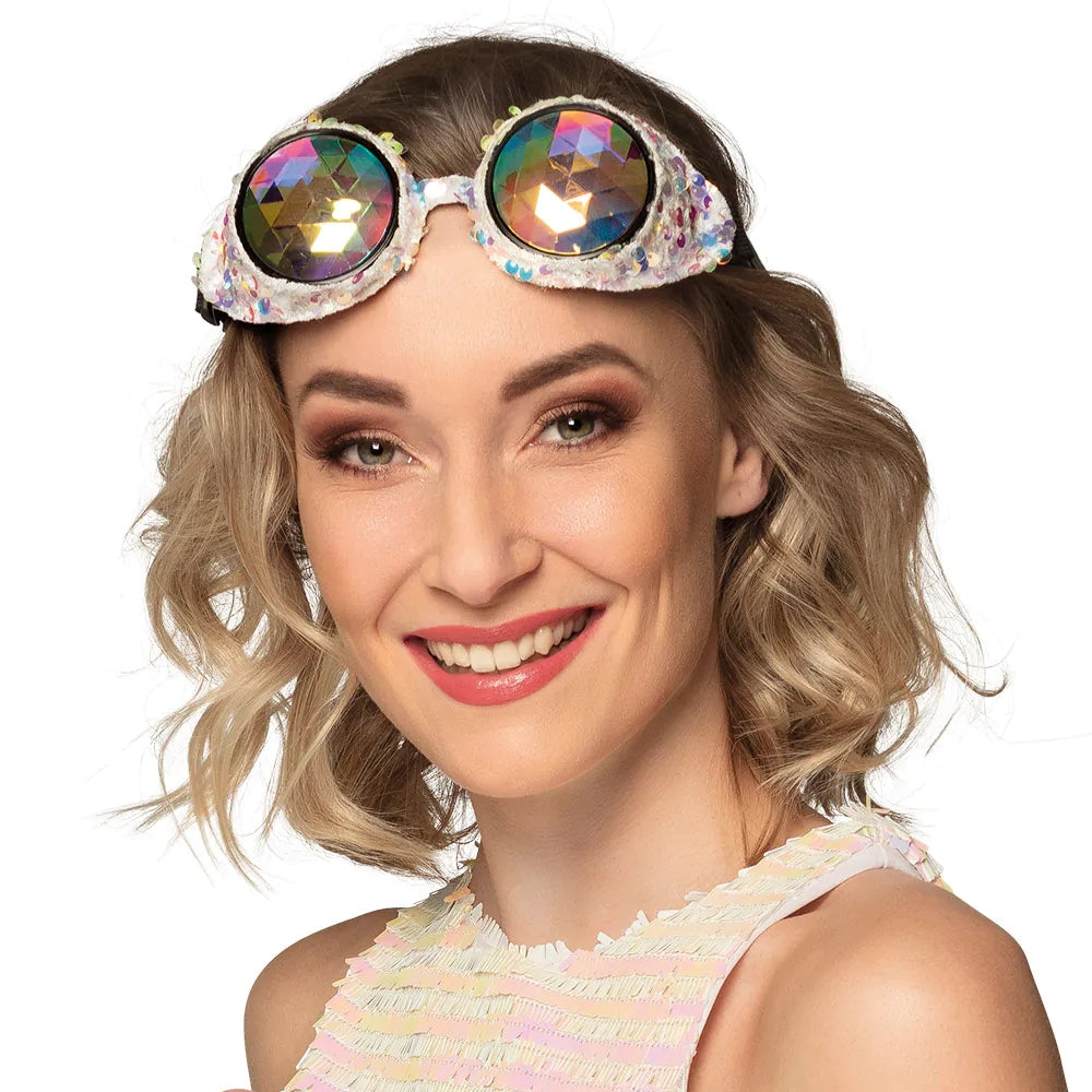 Partybrille Mirage silber glitzer Festivalbrille für Party 1