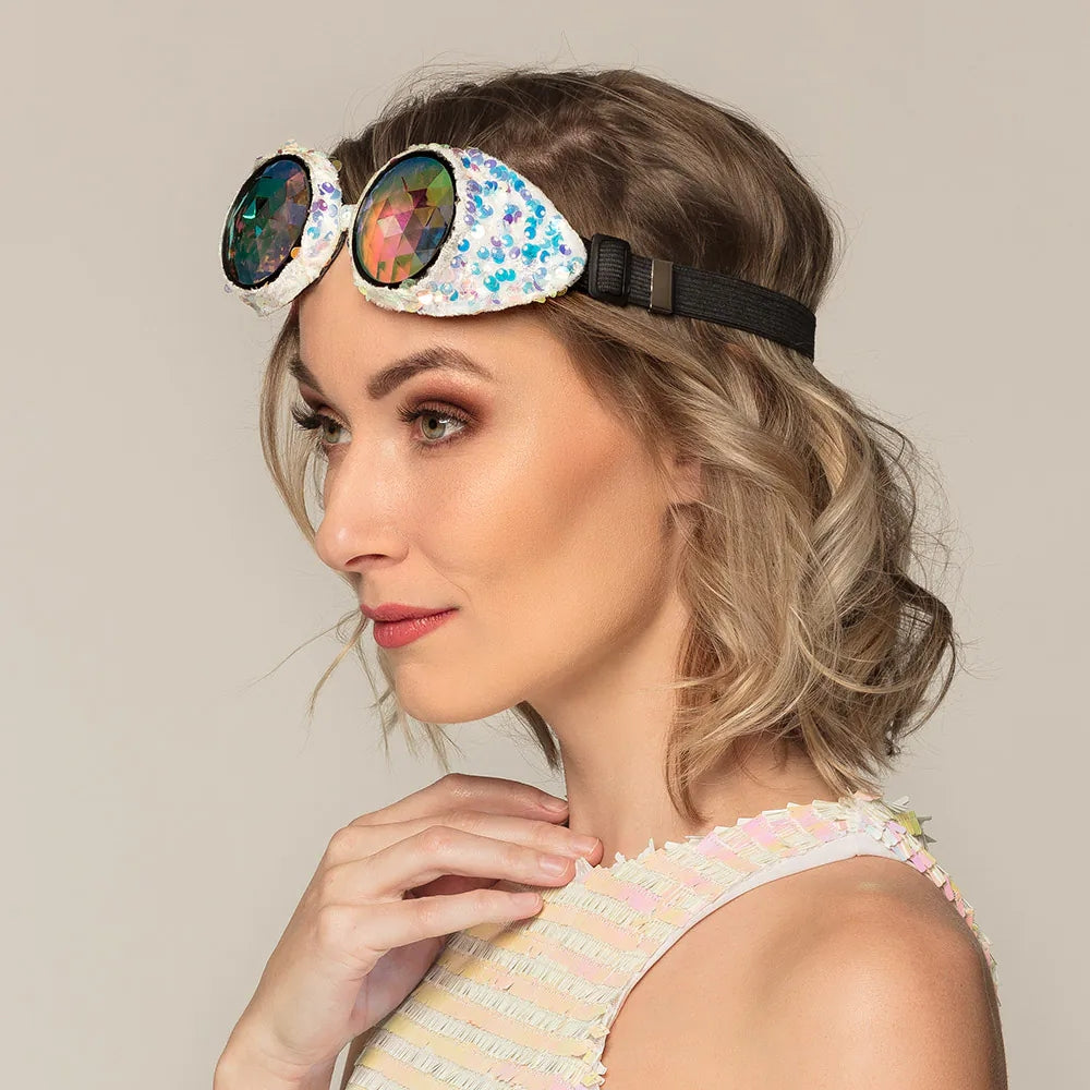 Partybrille Mirage silber glitzer Festivalbrille für Party 3