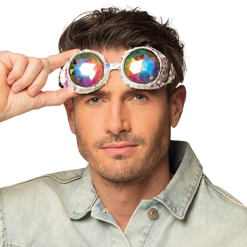 Partybrille Mirage silber glitzer Festivalbrille für Party 4