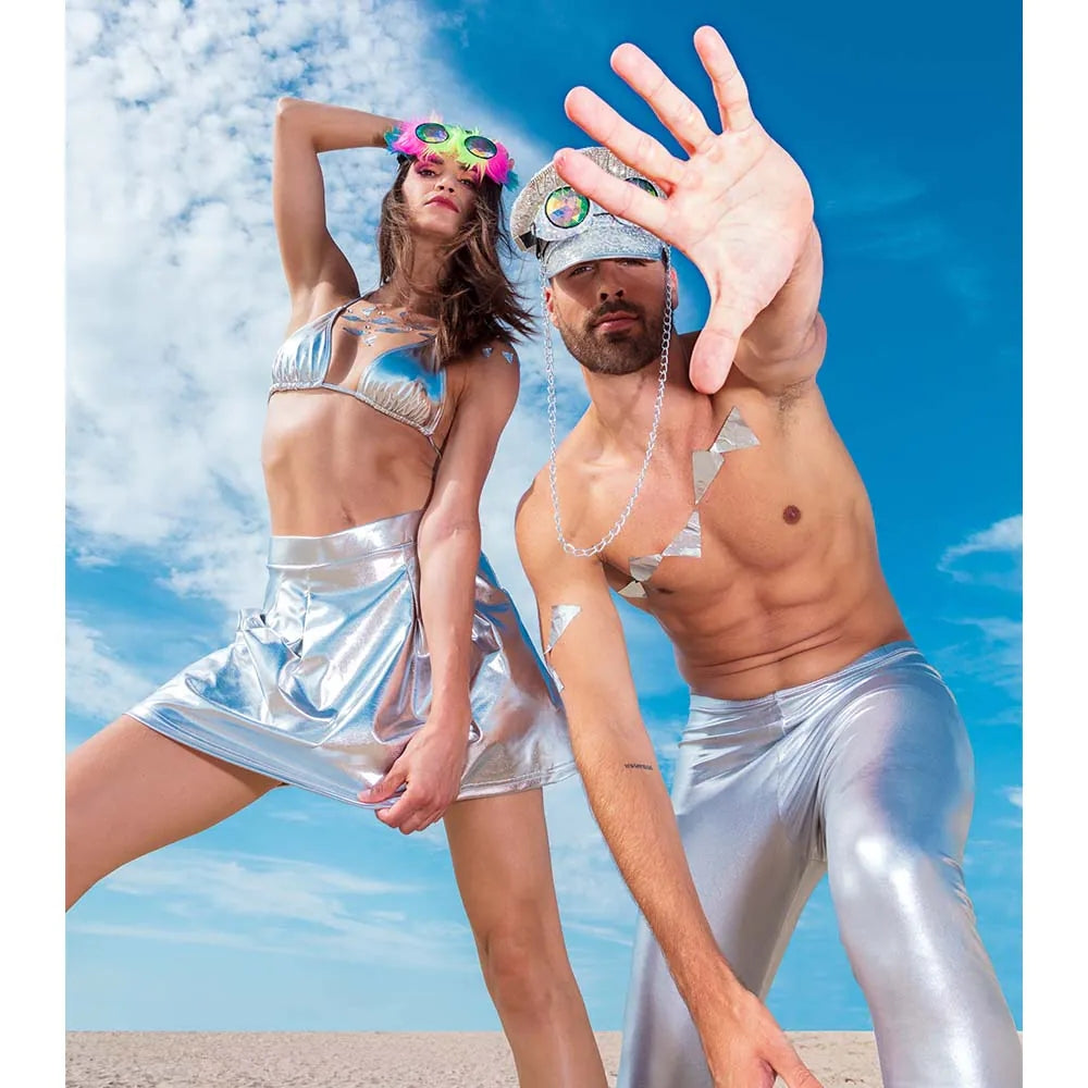 Partybrille Mirage silber glitzer Festivalbrille für Party 7