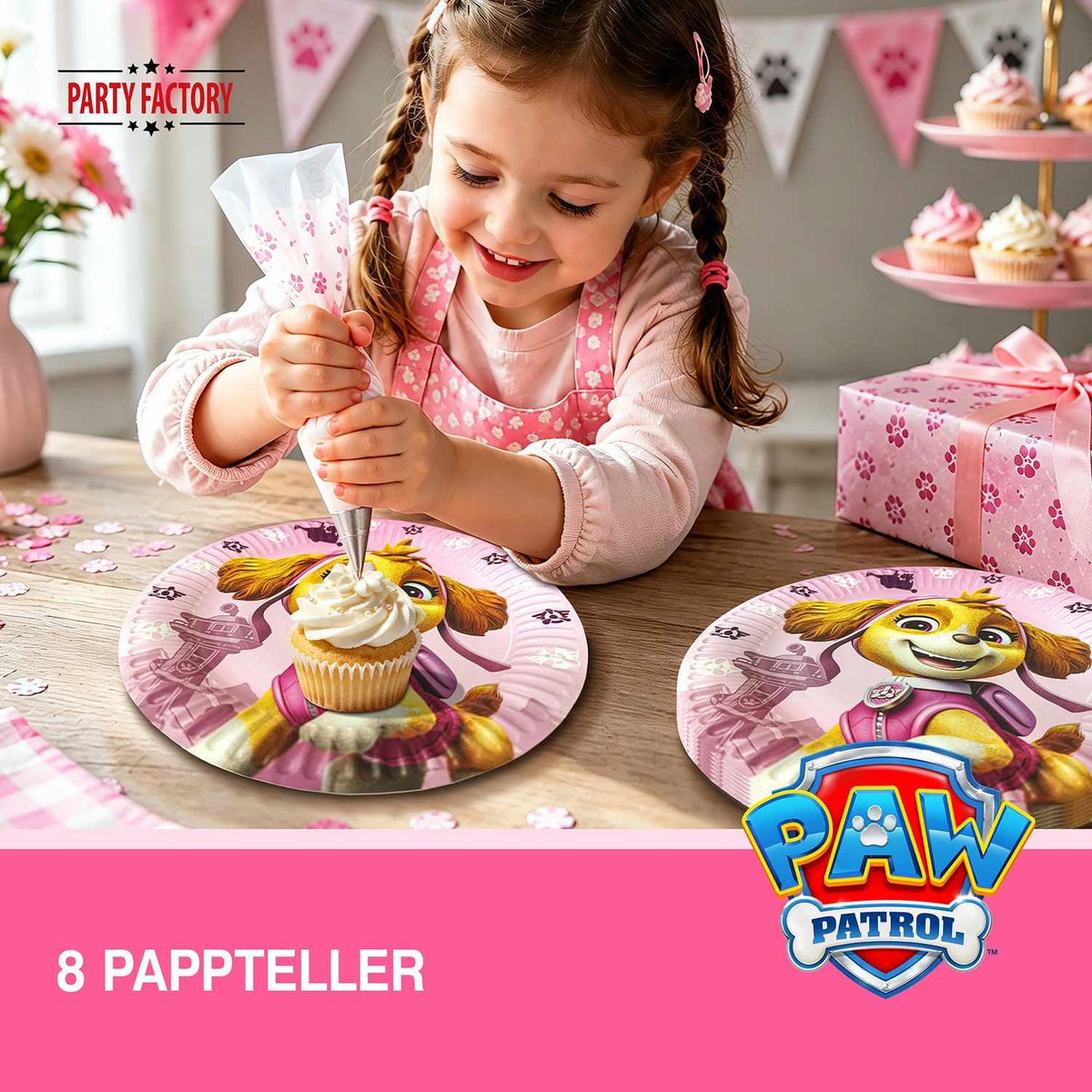 Paw Patrol Skye Pappteller 23cm 8er-Pack pink 3