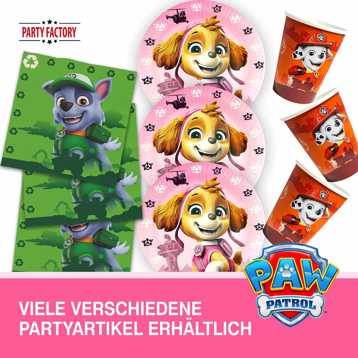Paw Patrol Skye Pappteller 23cm 8er-Pack pink 5