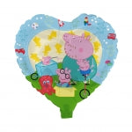 Peppa Pig Folienballon Herz blau Ø 45 cm 1