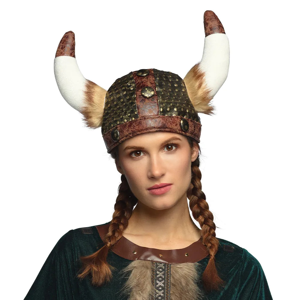 Plüsch Wikingerhelm Harald Kostüm Helm mit Hörnern 3