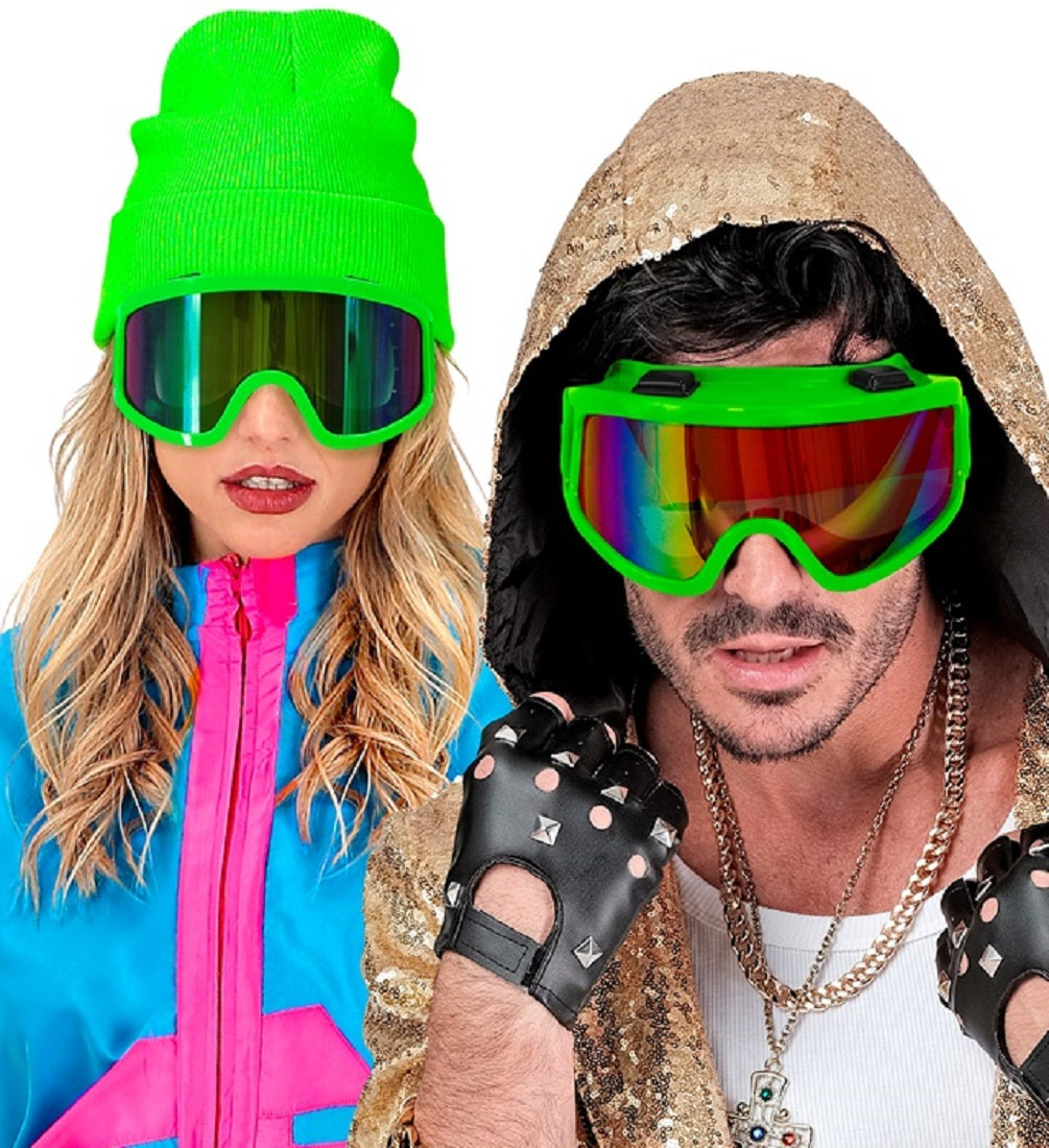 Skibrille Festivalbrille verspiegelt UV Brille in Neon für Apres Ski 6