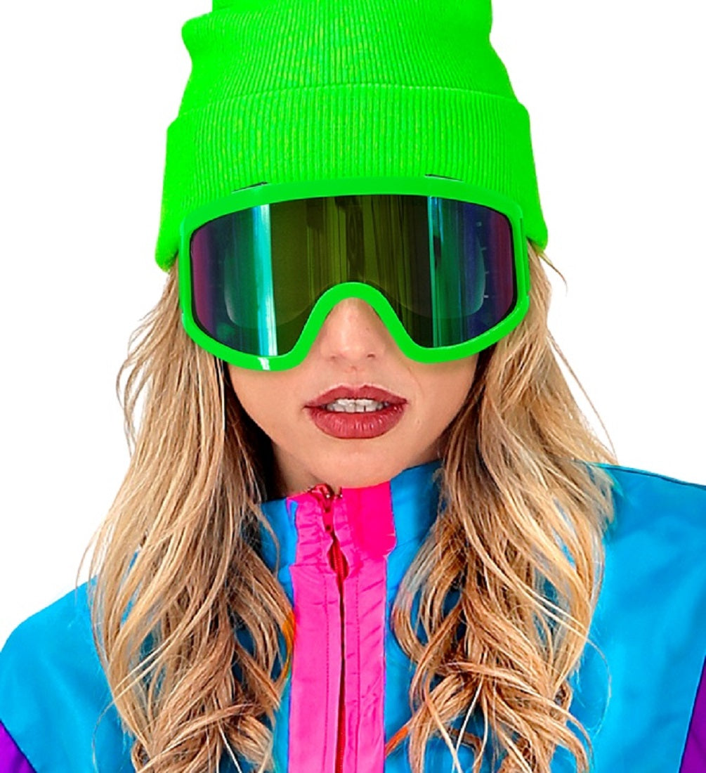 Skibrille Festivalbrille verspiegelt UV Brille in Neon für Apres Ski 7
