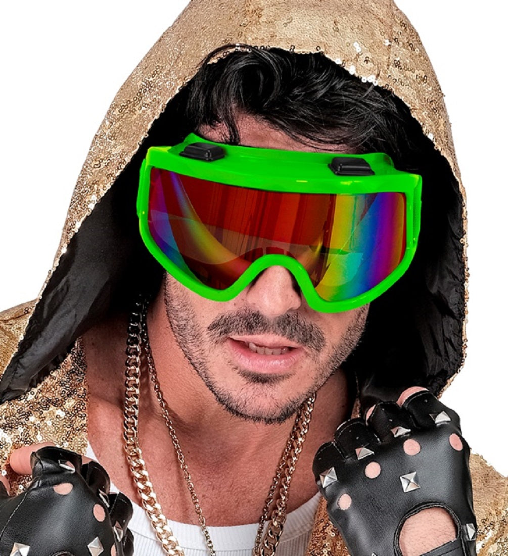Skibrille Festivalbrille verspiegelt UV Brille in Neon für Apres Ski 8