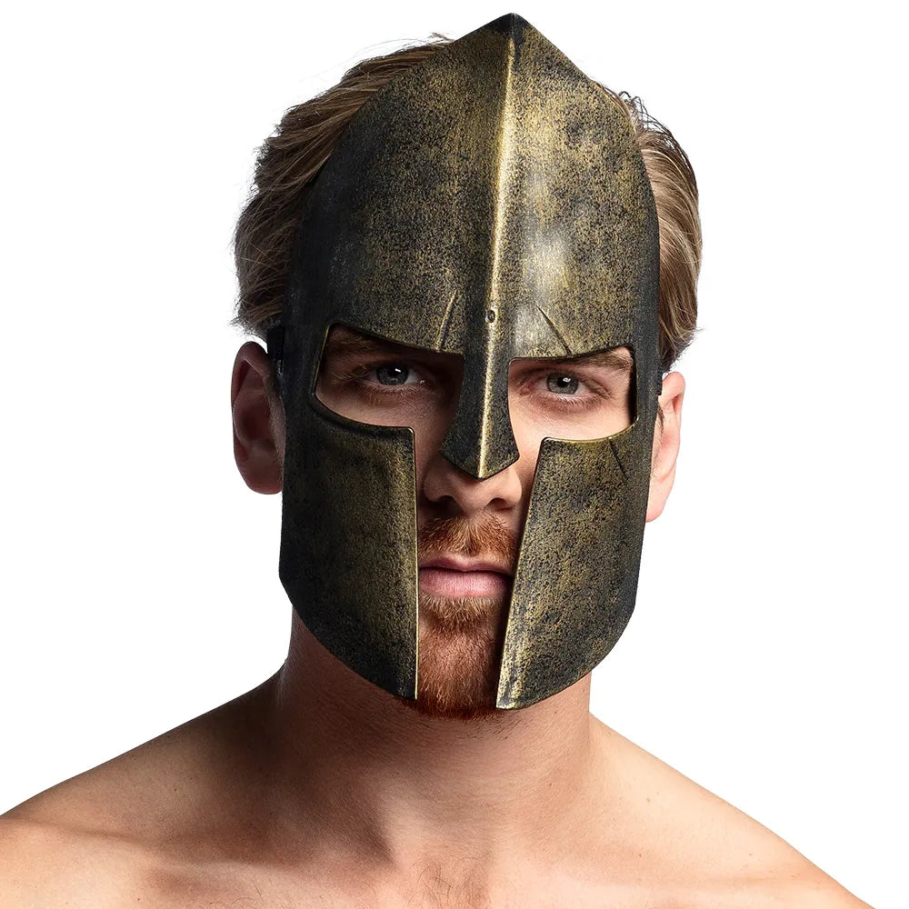 Spartanische Maske bronzefarben antike Kriegermaske 1