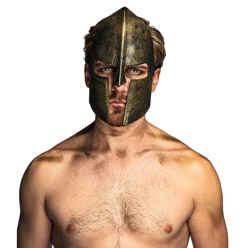 Spartanische Maske bronzefarben antike Kriegermaske 3