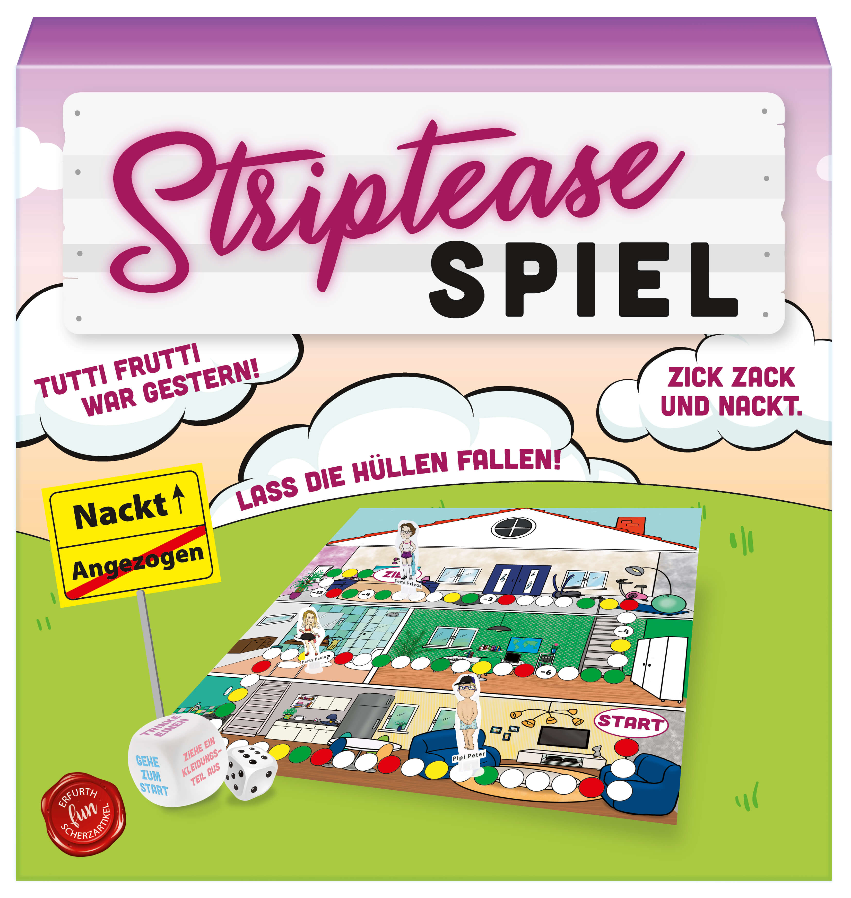Striptease Spiel Party-Spiel für Erwachsene bis 6 Spieler 1