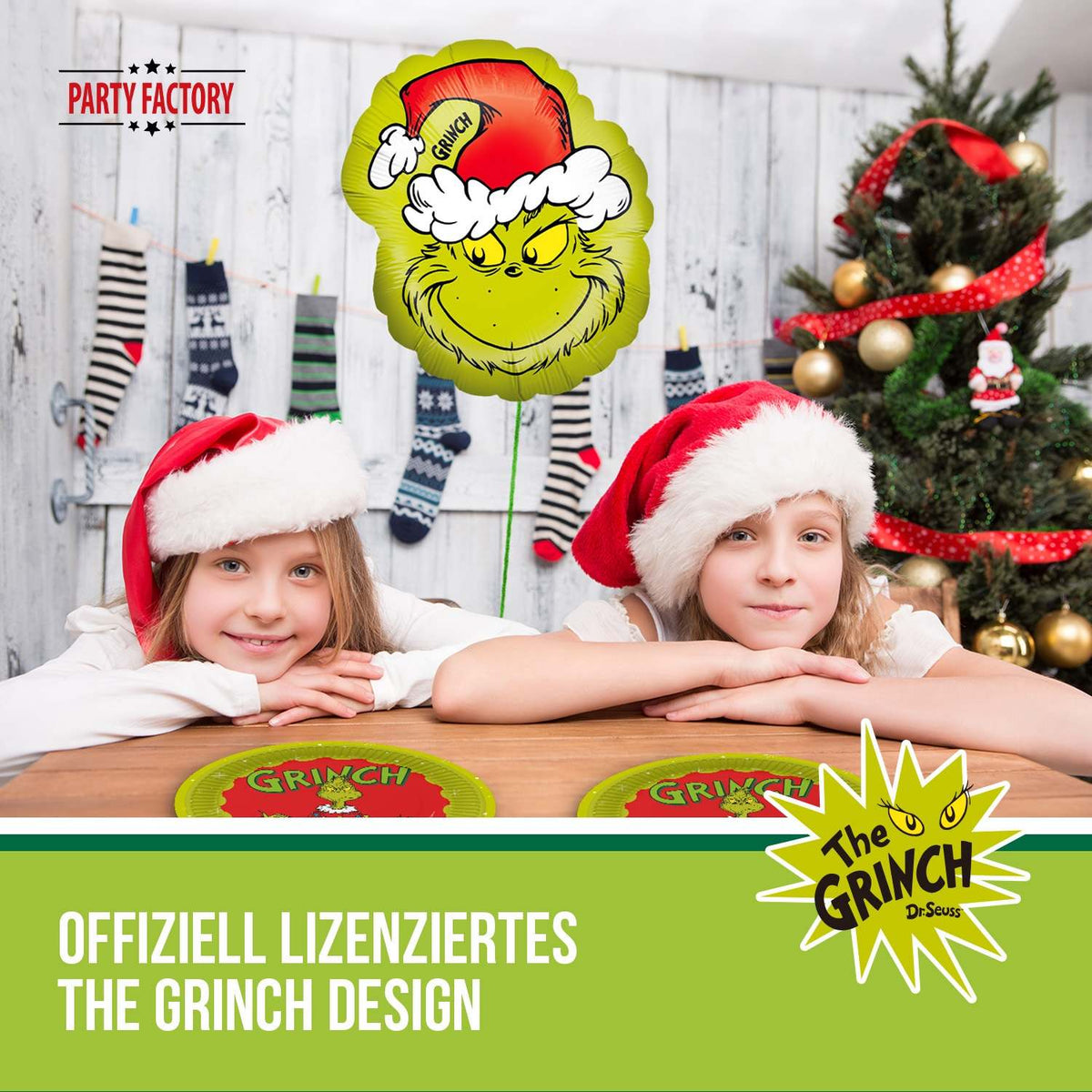 The Grinch Folienballon Grinch Gesicht grün shape ca. 45 x 53 cm 3