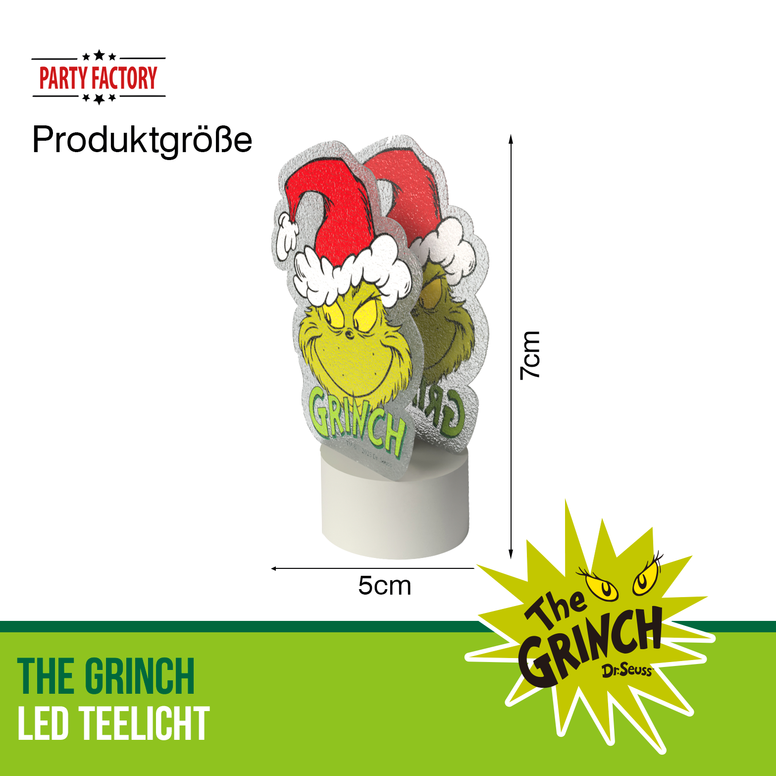 The Grinch LED Teelicht – Weihnachtsdeko Figur grün rot Weihnachten 3