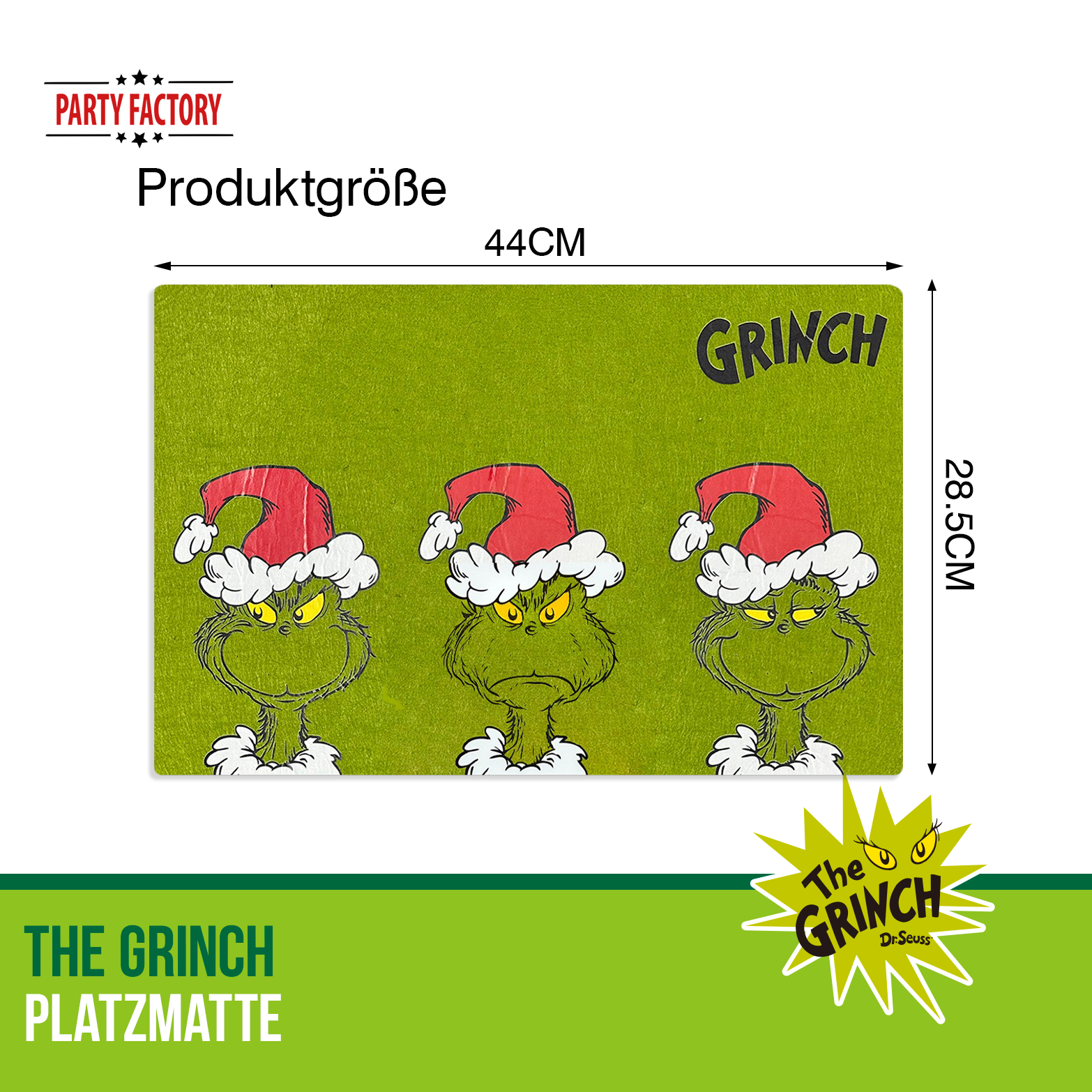 The Grinch Platzmatte Filz 45x30 cm grün – Weihnachtsdeko für Esstisch 3