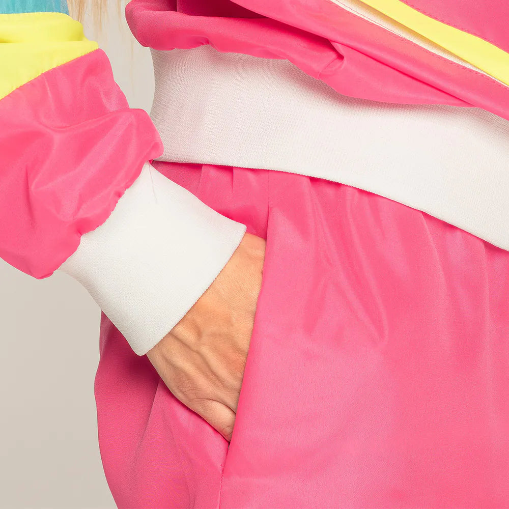 Trainingsanzug Retro Damen 80-er neon-rosa UV Größenauswahl 3