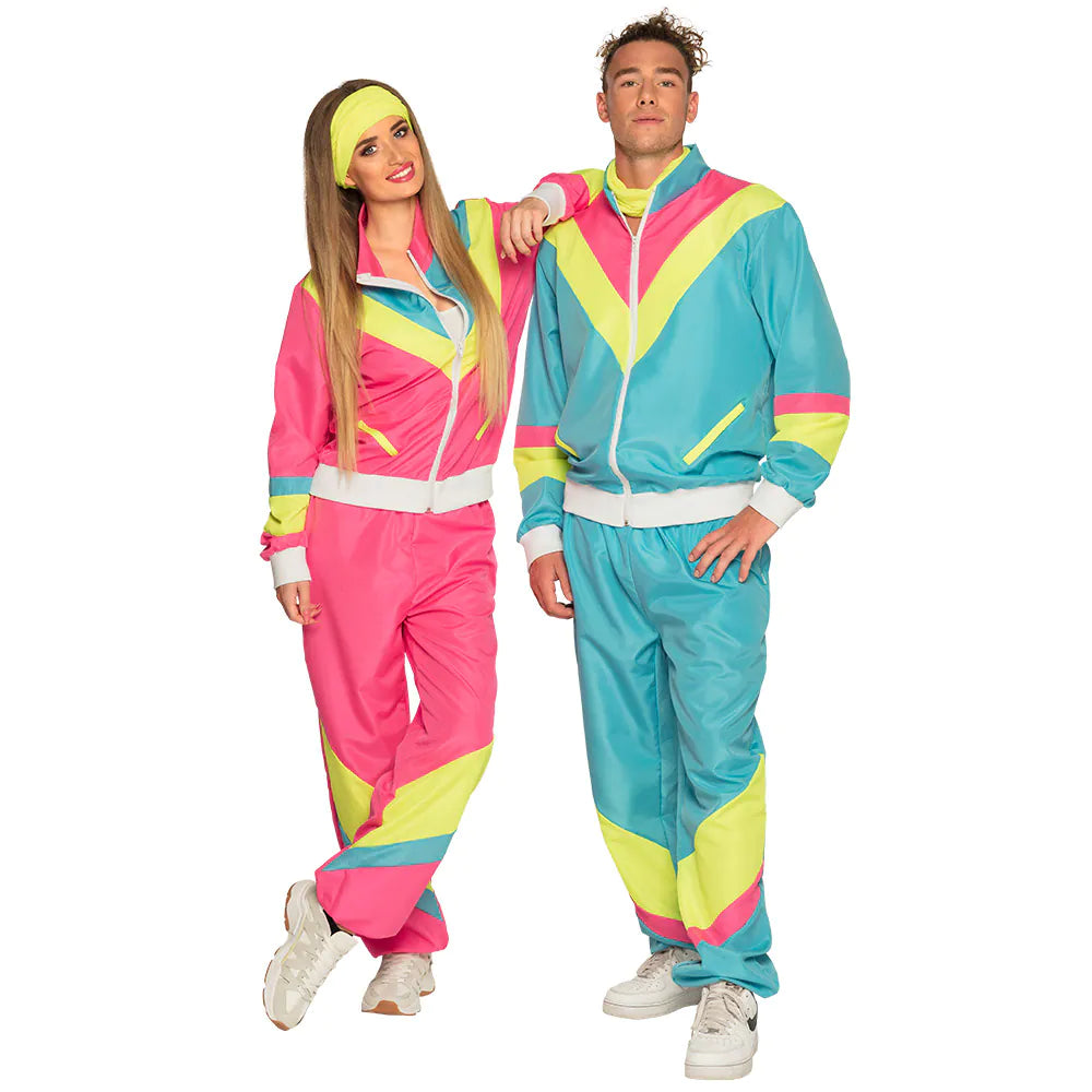Trainingsanzug Retro Damen 80-er neon-rosa UV Größenauswahl 8