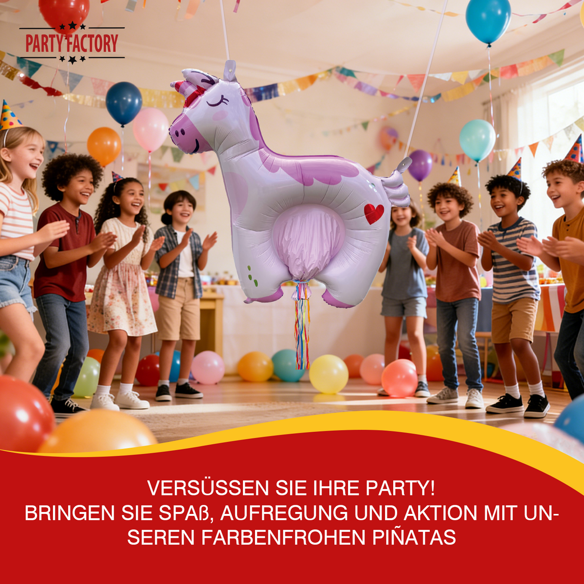 Zieh-Pinata Einhorn aufblasbar Luft Folie 97×100 cm 6