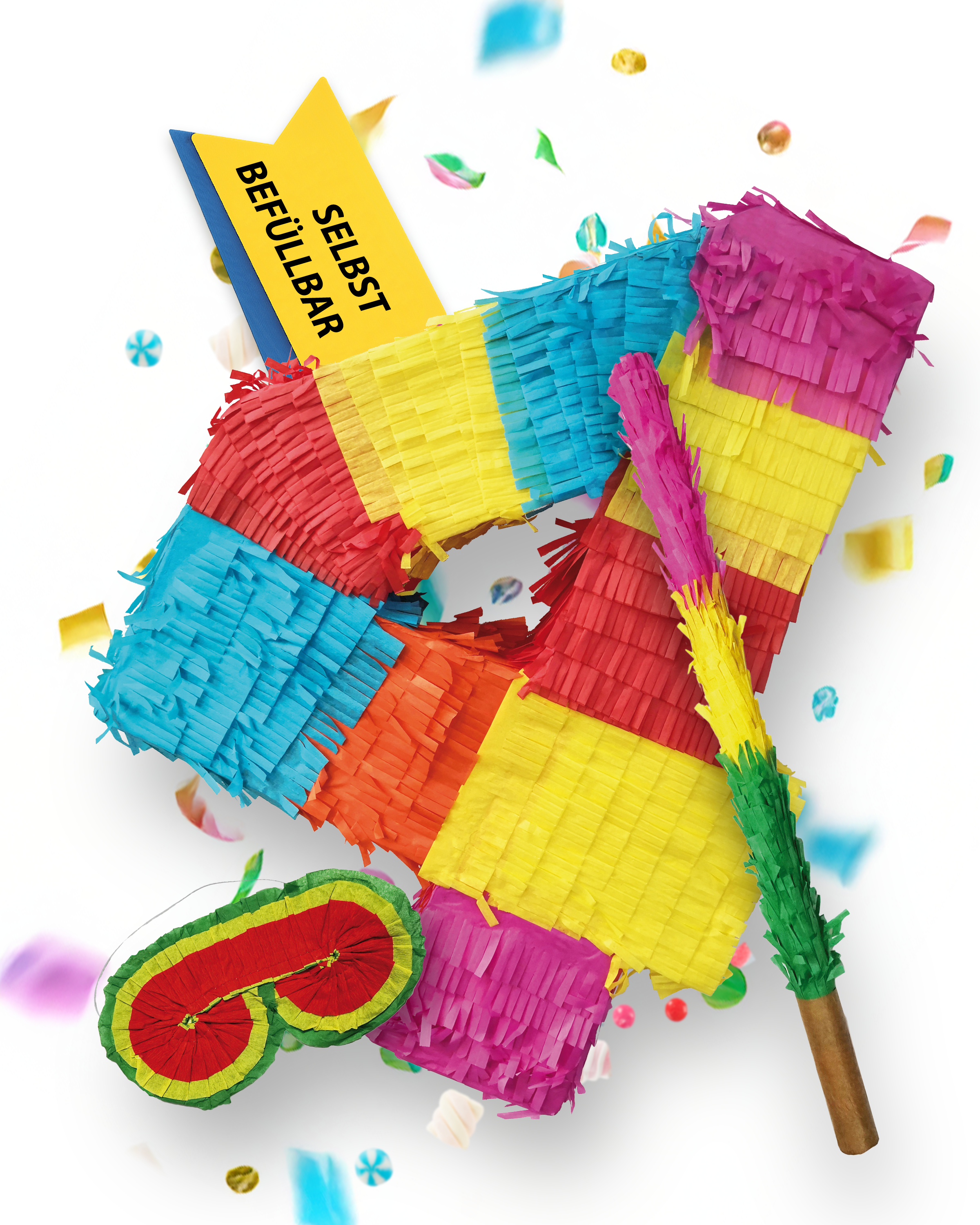 Pinata 4 sticks and mask birthday decoration 9