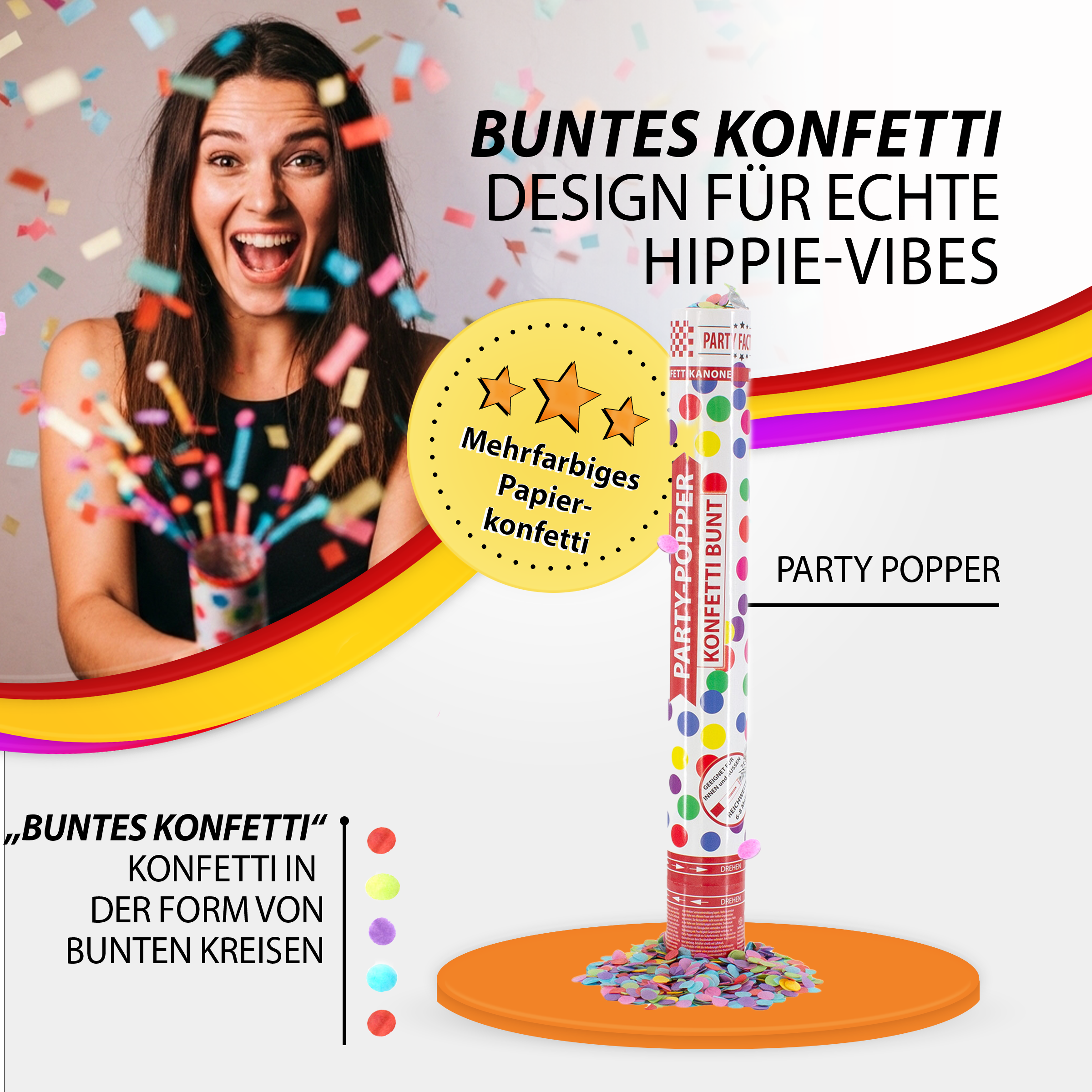 Party Popper 40 cm Color Rain 3