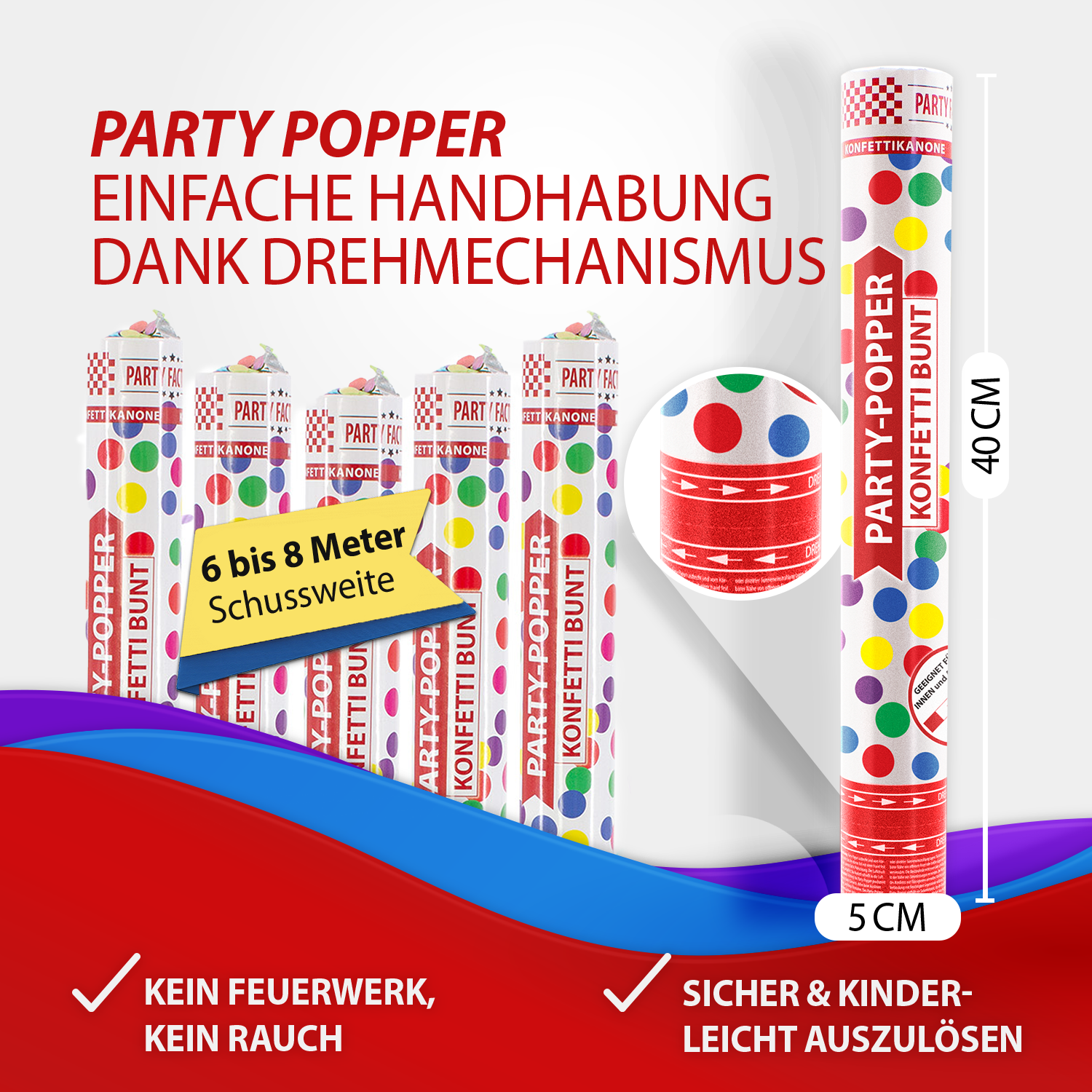 Party Popper 40 cm Color Rain 4