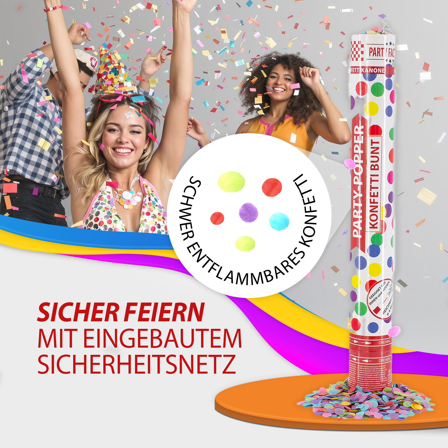 Party Popper 40 cm Color Rain 6