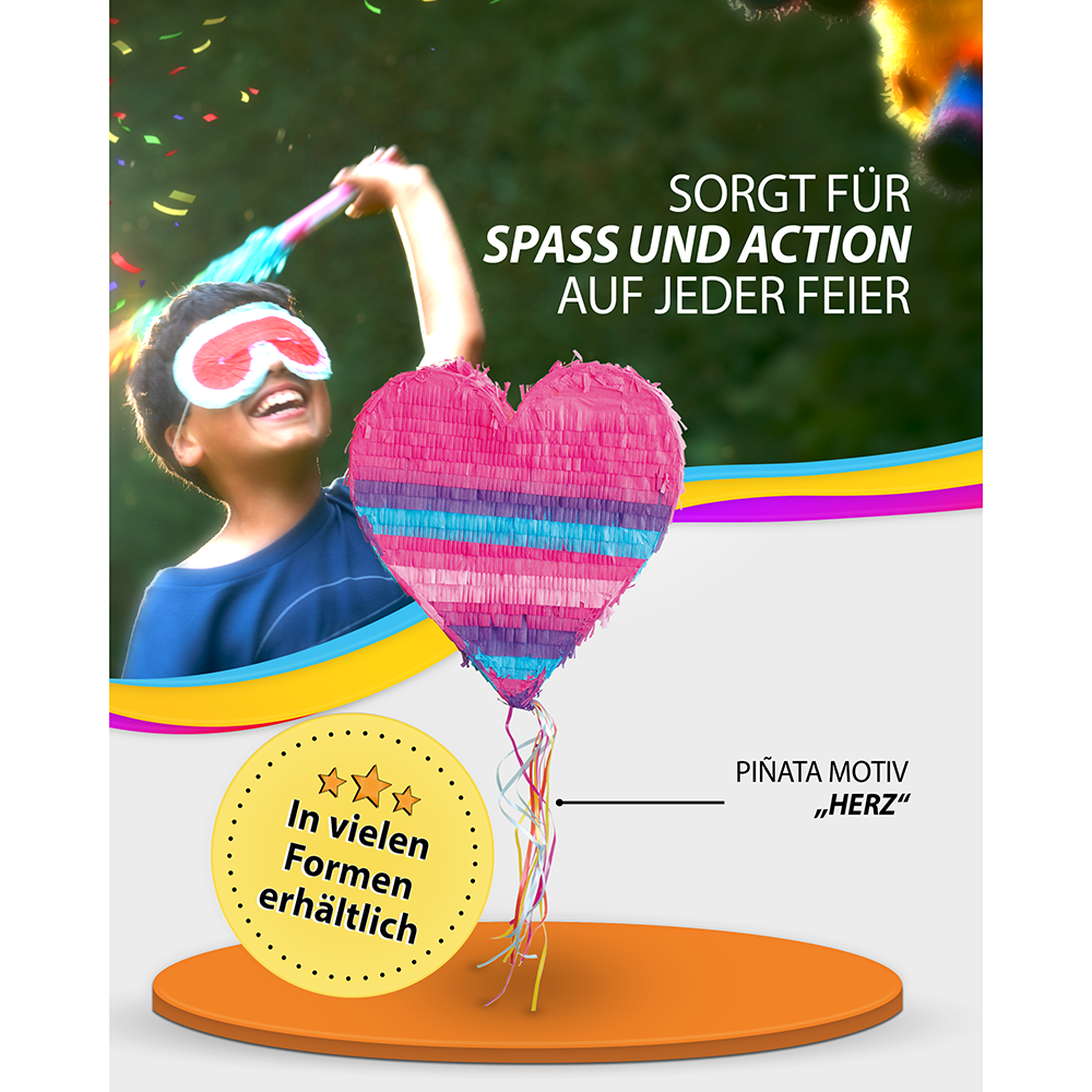 Piñata Herz rosa-blau 3