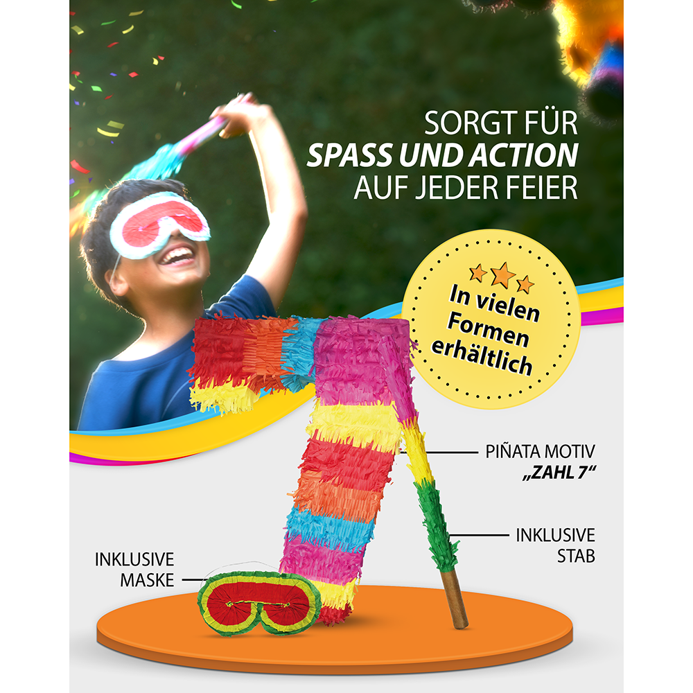 Pinata 7 Stick and Mask Birthday Decoration 4