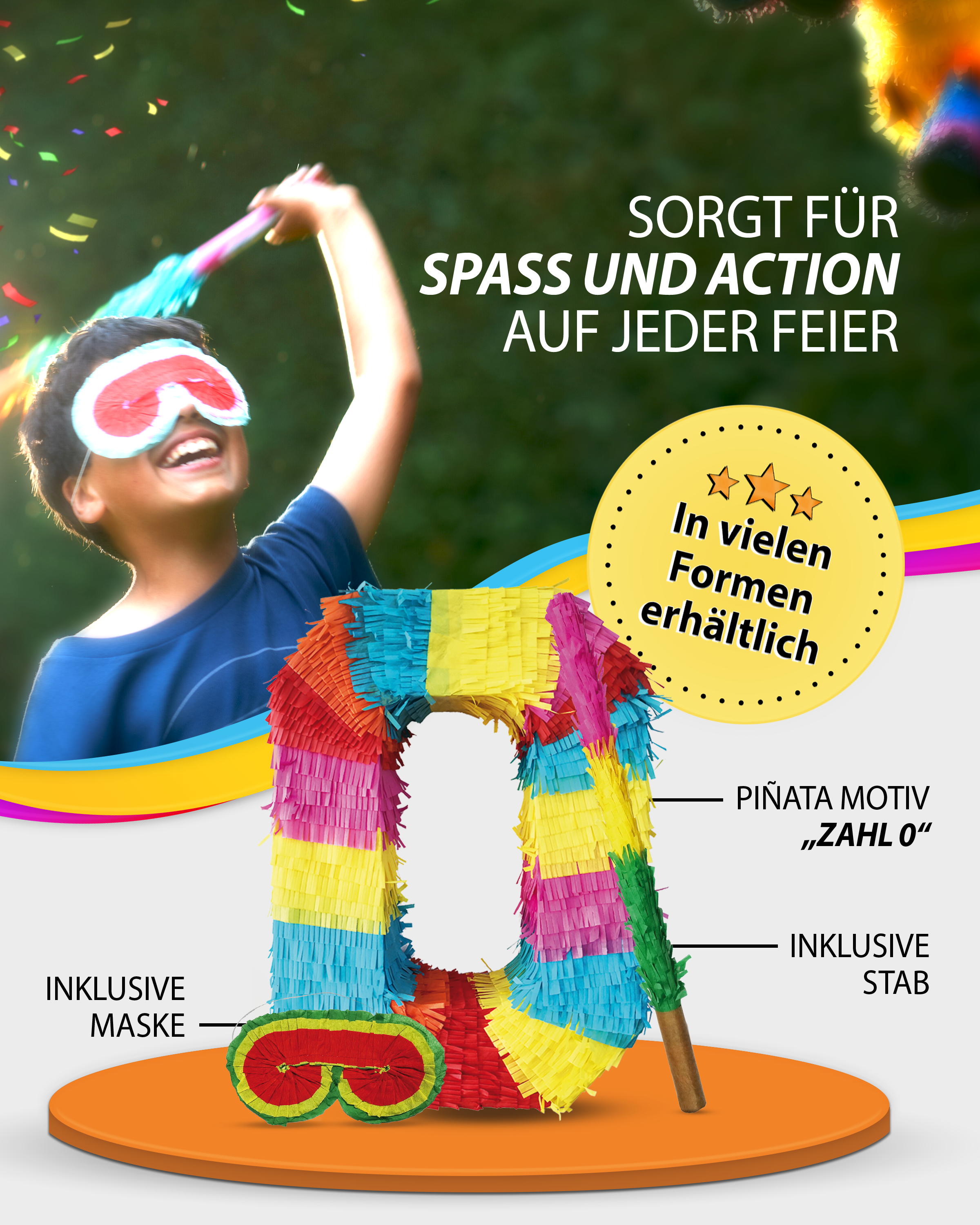 Pinata 0 stick and mask birthday decoration 11