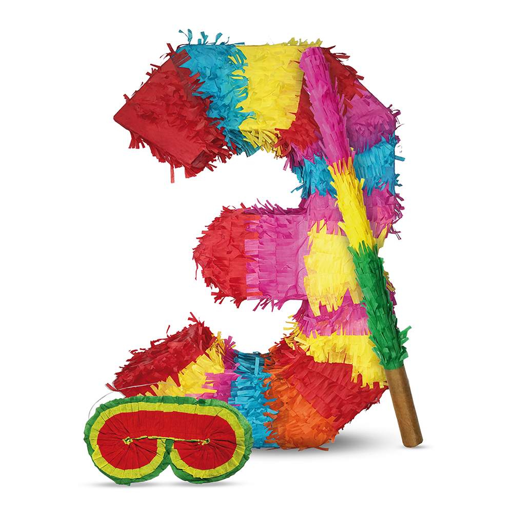 Pinata 3 sticks and mask birthday decoration 8