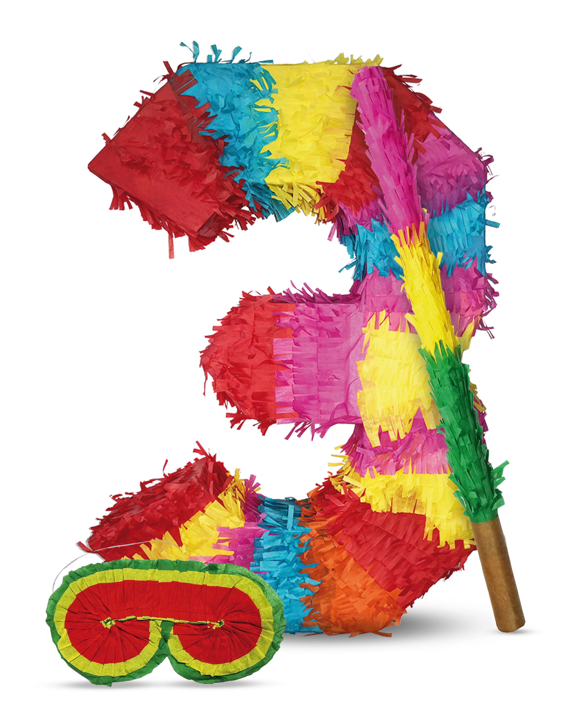 Pinata 3 sticks and mask birthday decoration 16