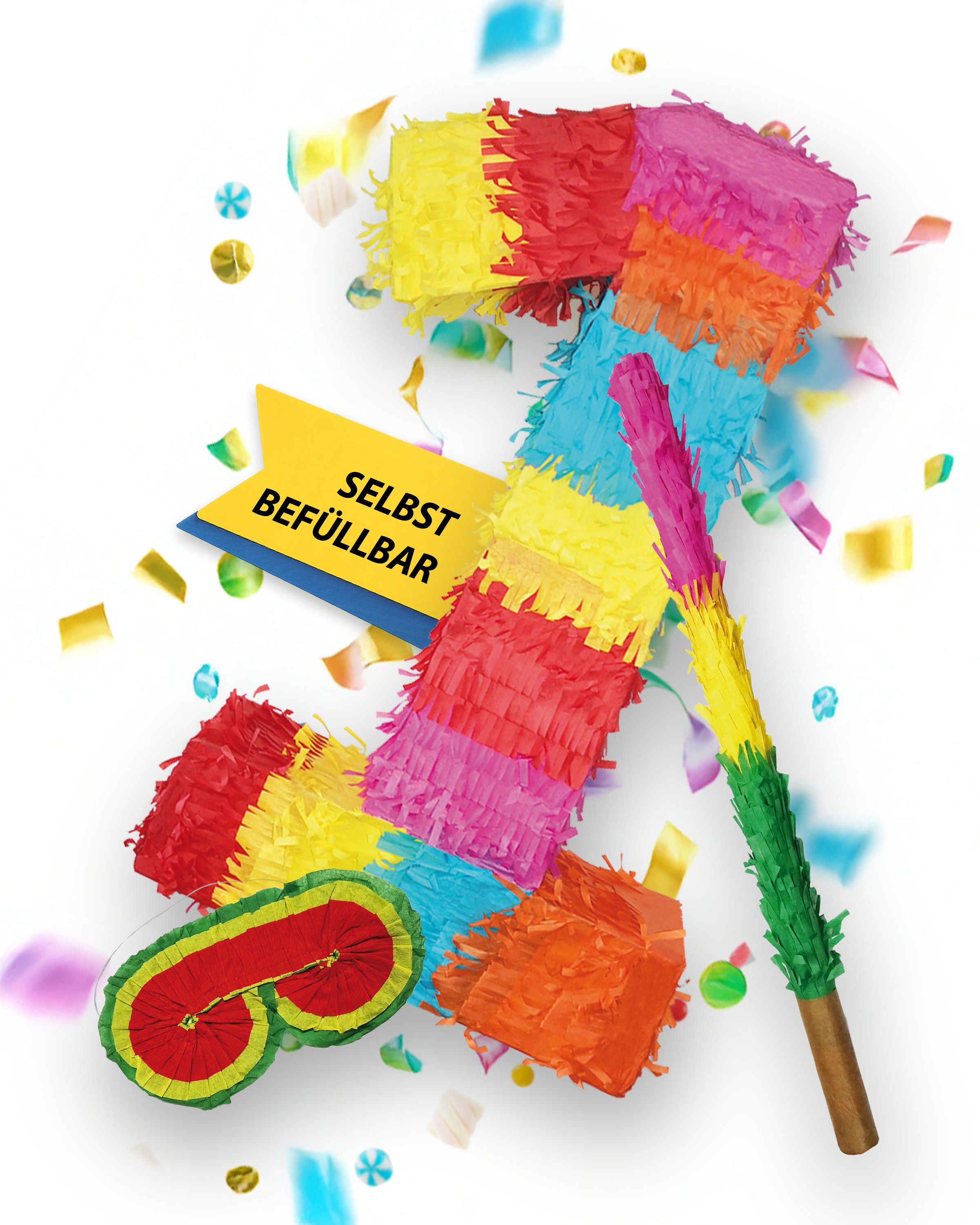Piñata 1 stick and mask birthday decoration 9