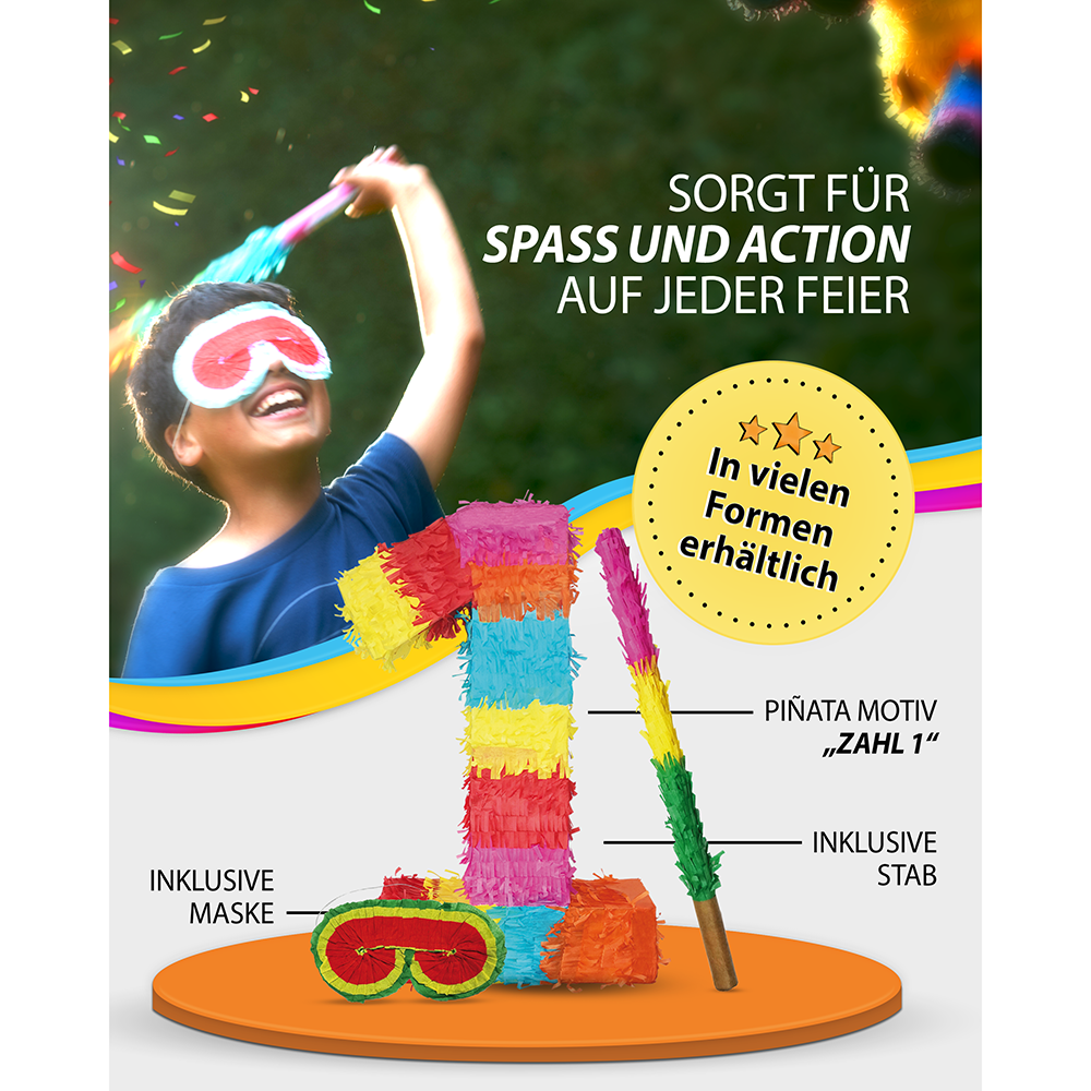 Piñata 1 stick and mask birthday decoration 3