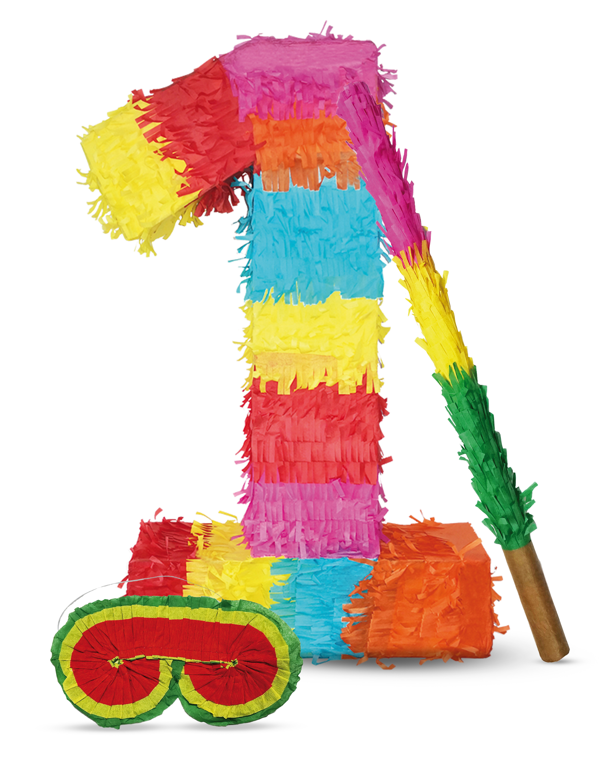 Piñata 1 stick and mask birthday decoration 16