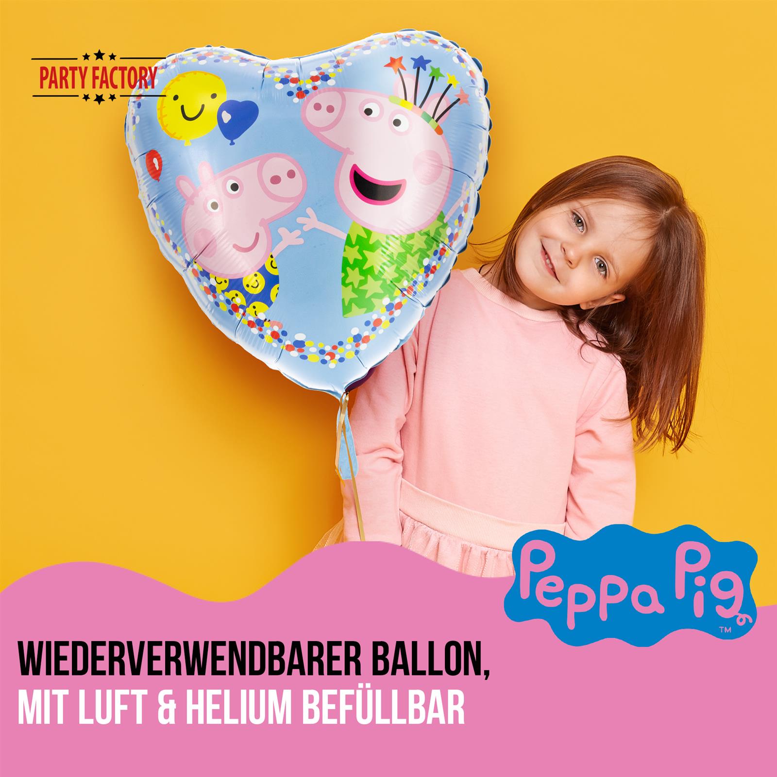 Peppa Wutz Folienballon Herz Ø45cm bunt 2