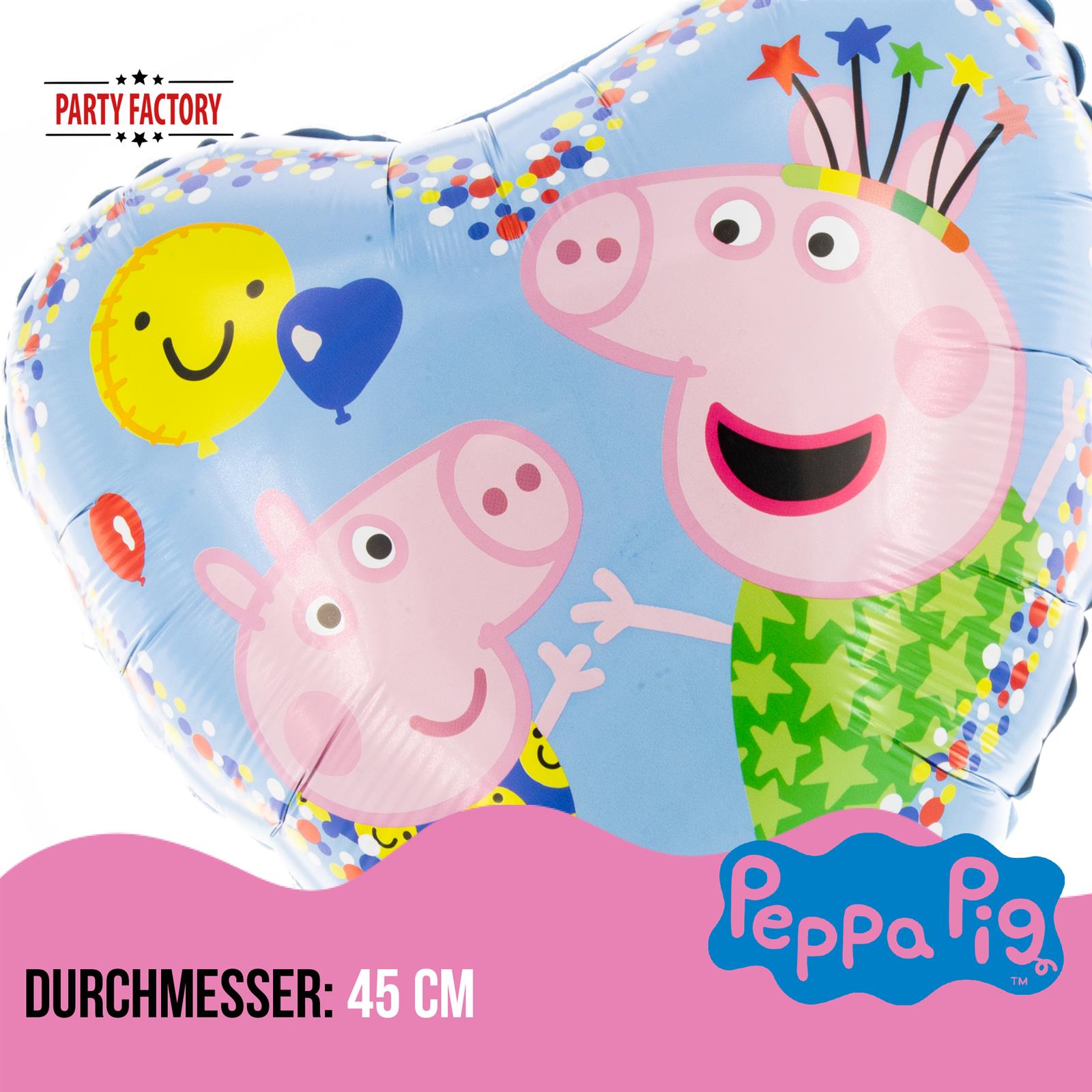 Peppa Wutz Folienballon Herz Ø45cm bunt 3