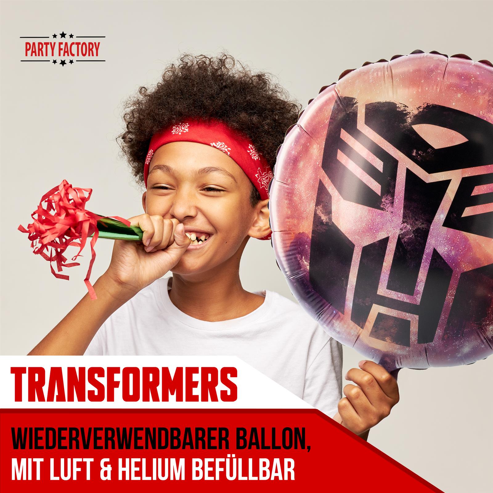 Transformers Folienballon - rund Ø45 cm rot Logo 2