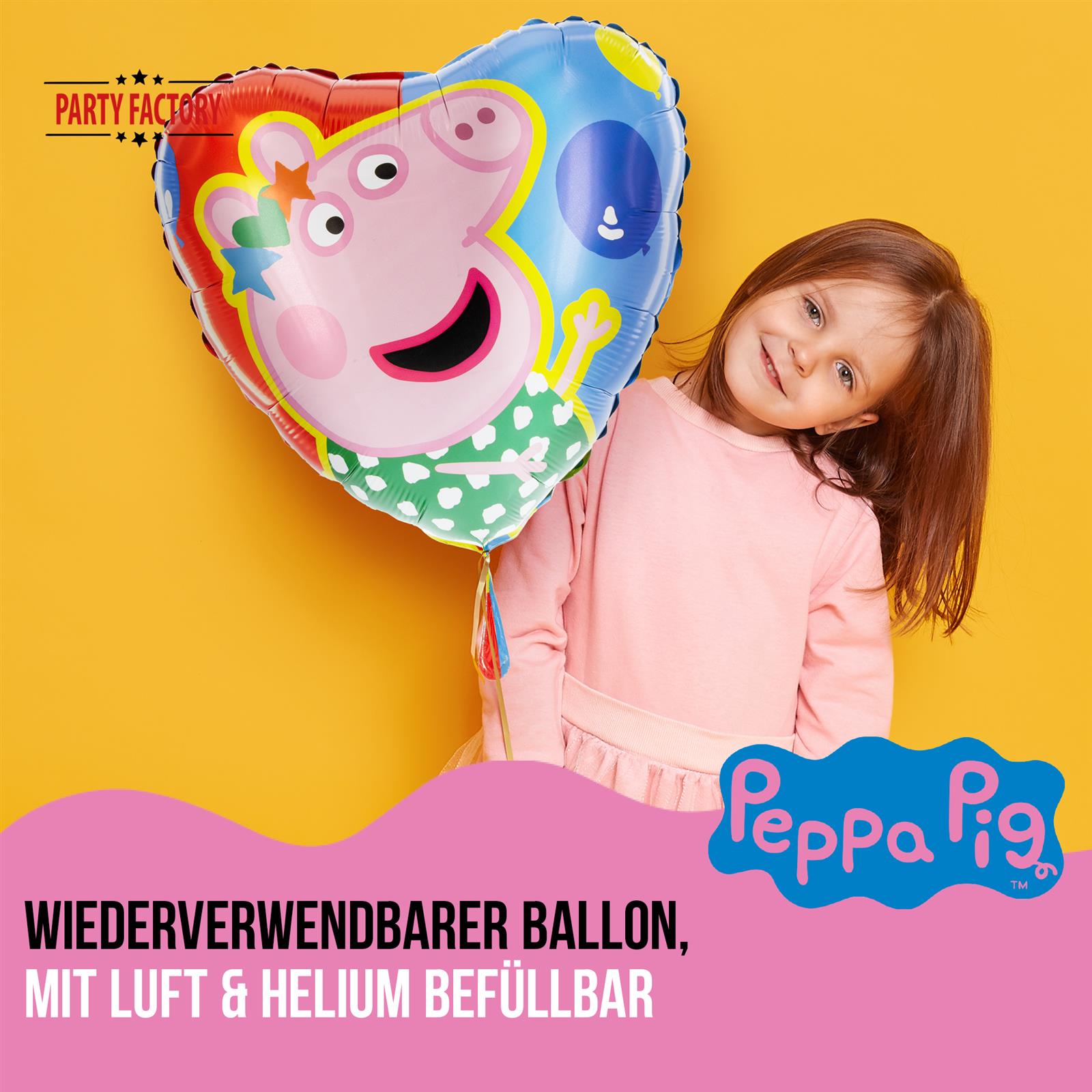 Peppa Wutz Folienballon Herz Ø45cm bunt Motiv 1 2