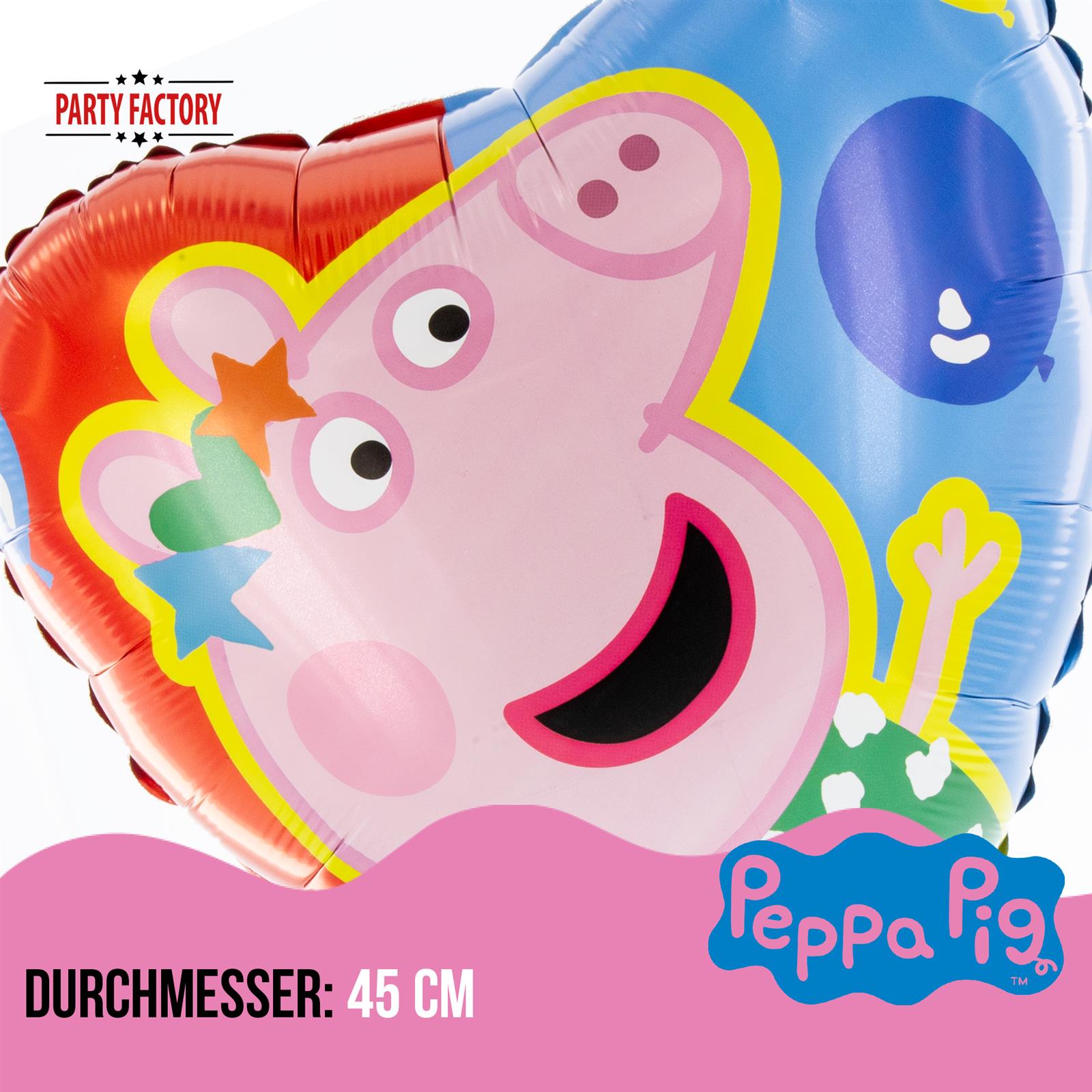 Peppa Wutz Folienballon Herz Ø45cm bunt Motiv 1 3