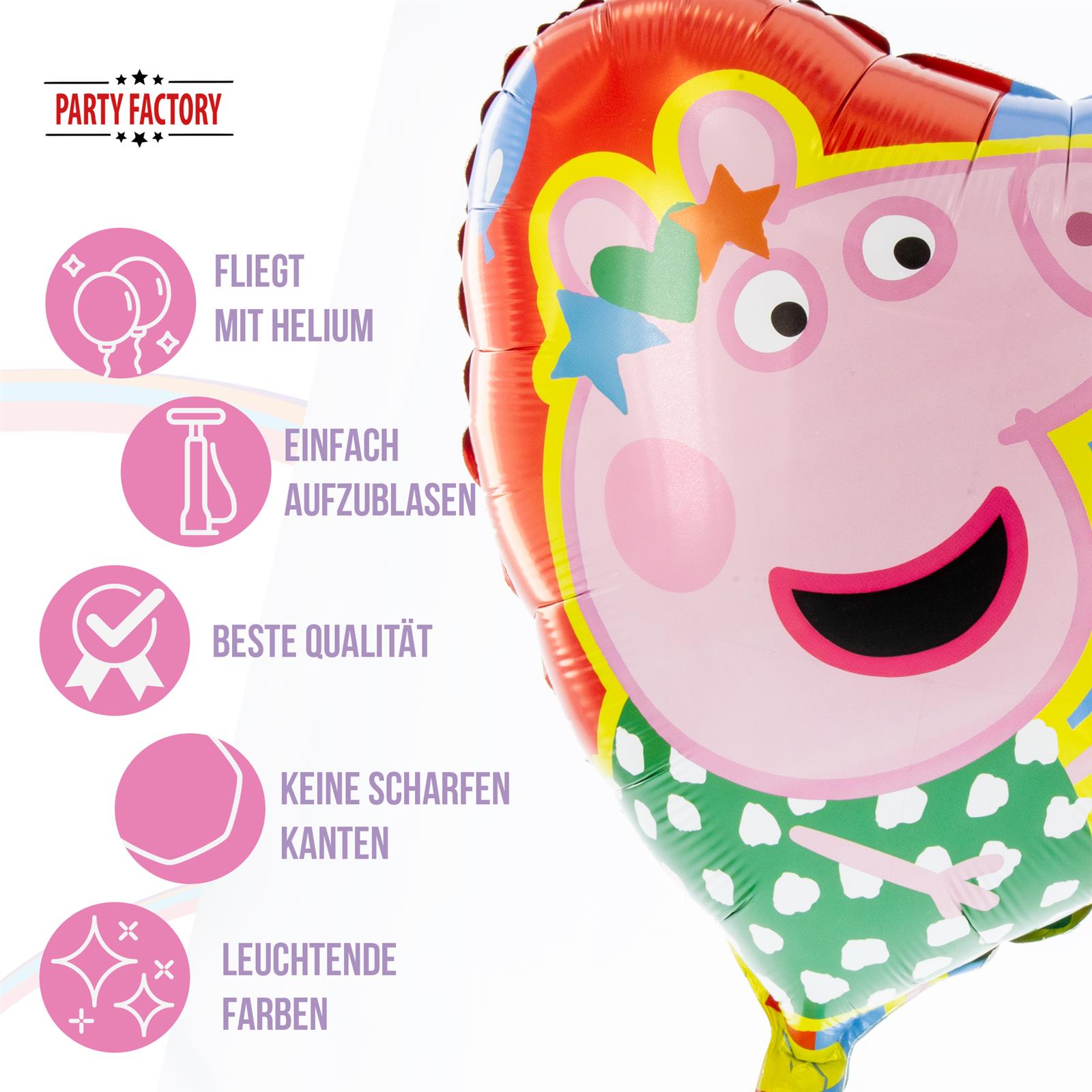 Peppa Wutz Folienballon Herz Ø45cm bunt Motiv 1 4