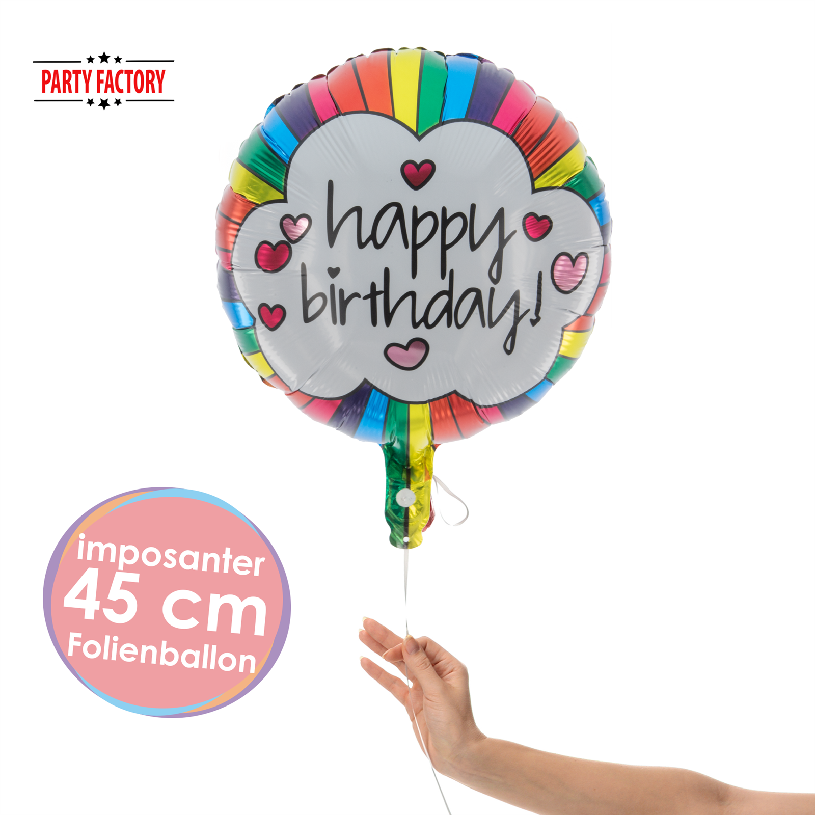 Folienballon Rund Happy Birthday Wolke 45cm 2