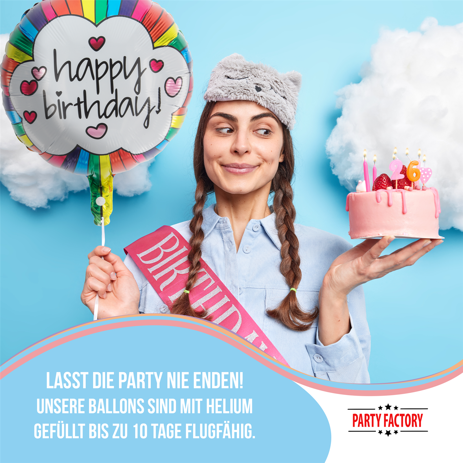 Folienballon Rund Happy Birthday Wolke 45cm 3