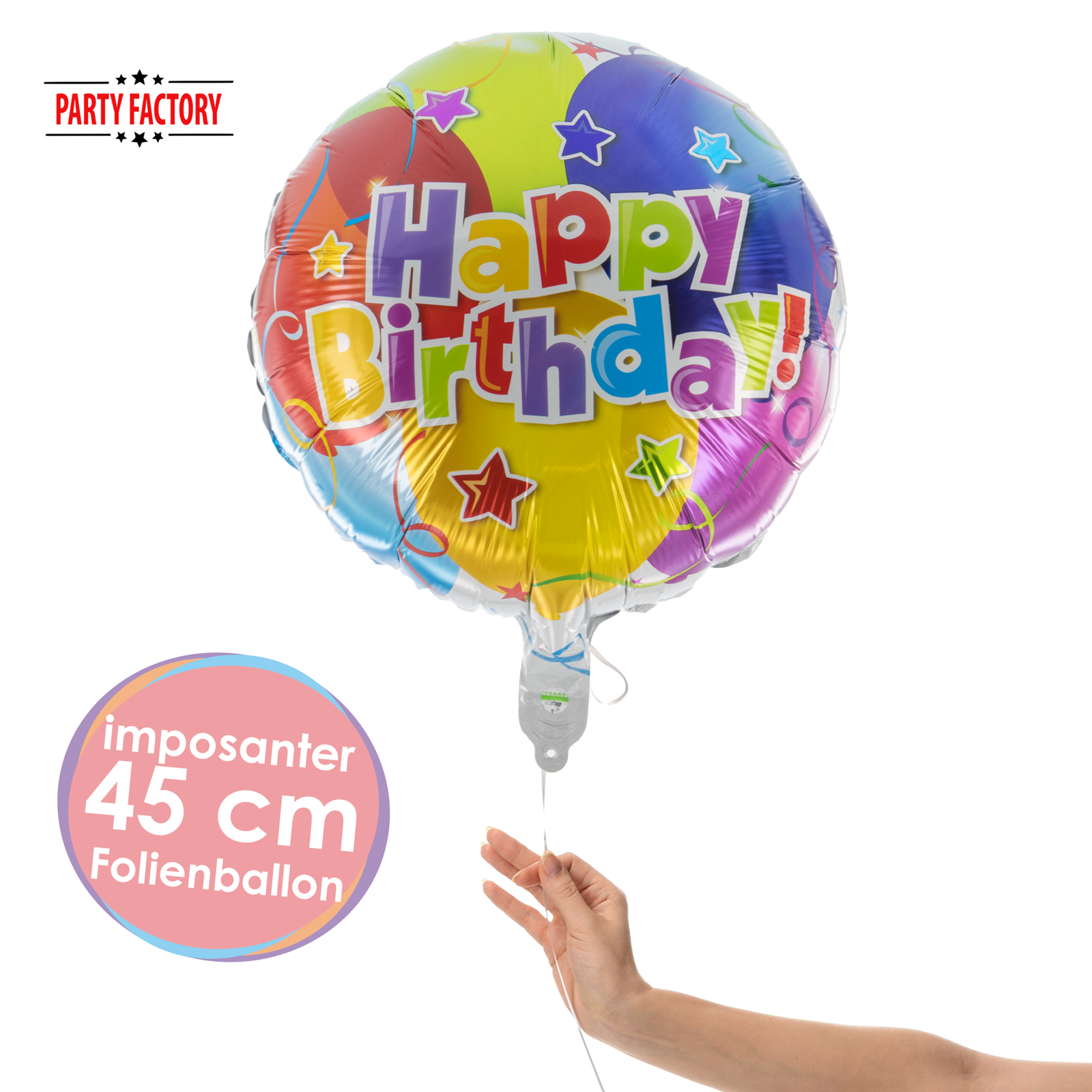 Folienballon Happy Birthday Rund Bunt 45cm – Party Deko Ballon Geburtstag 2