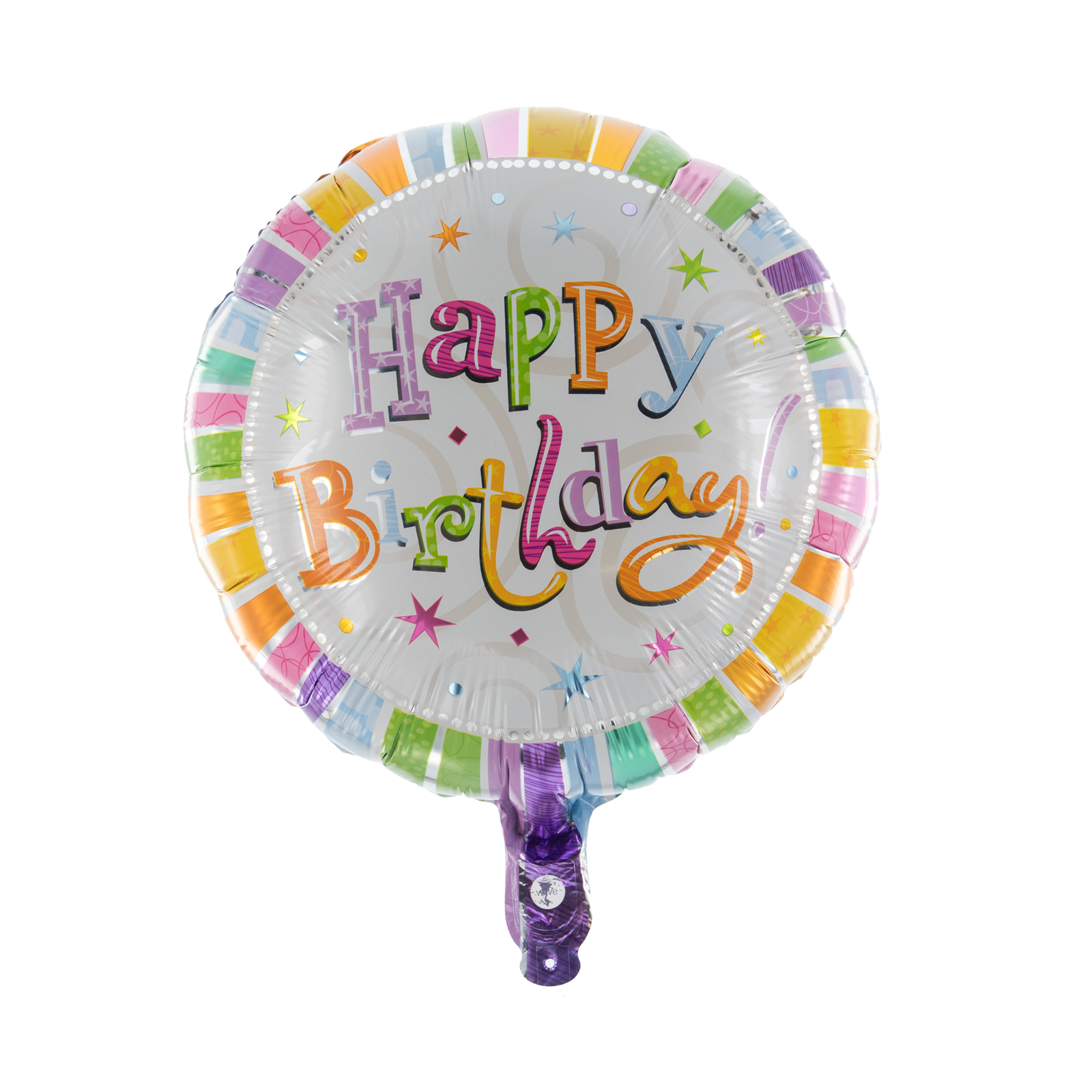 Folienballon Happy Birthday Rund Sterne 45cm – Bunter Party Ballon Geburtstag 1