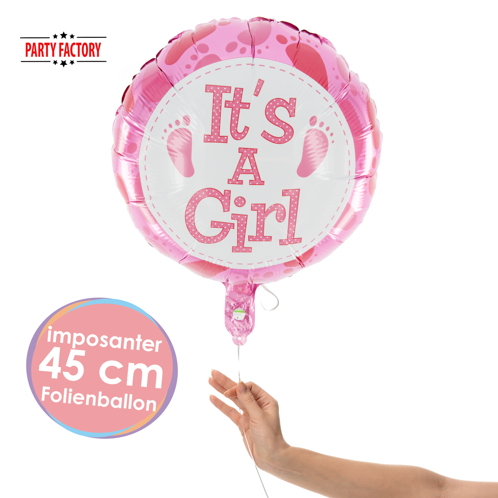 Foil balloon round girl 45cm 2